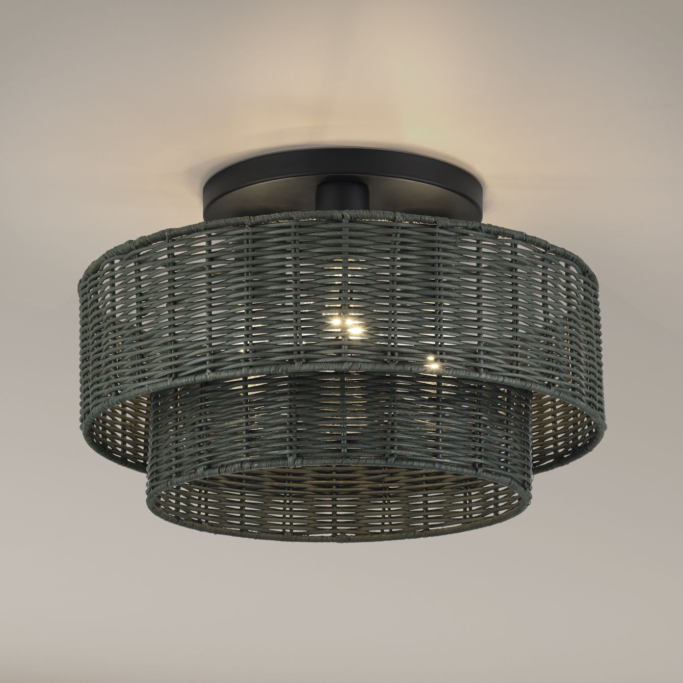 Weavington 3 Light Black Large Semi-Flush