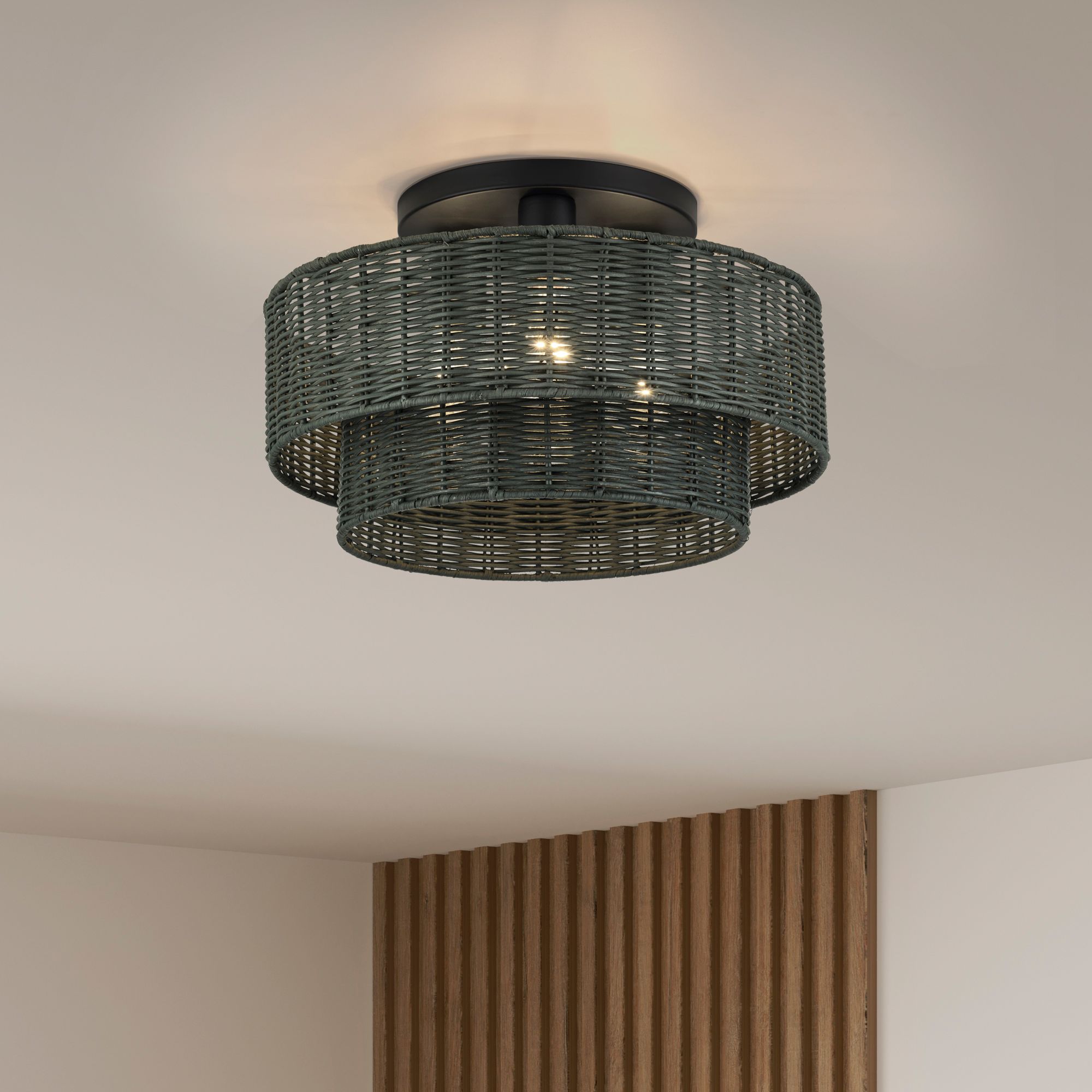 Weavington 3 Light Black Large Semi-Flush