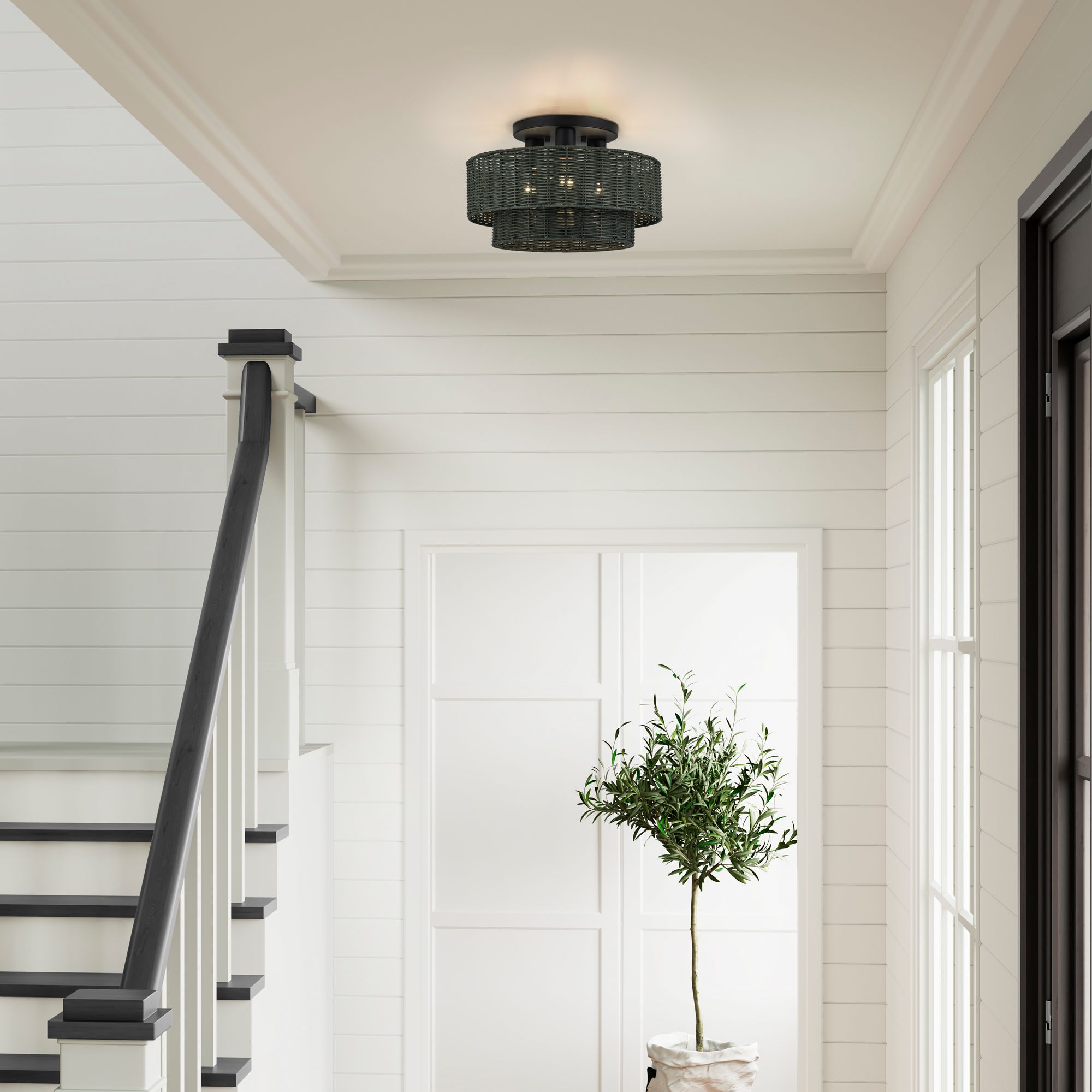 Weavington 3 Light Black Large Semi-Flush