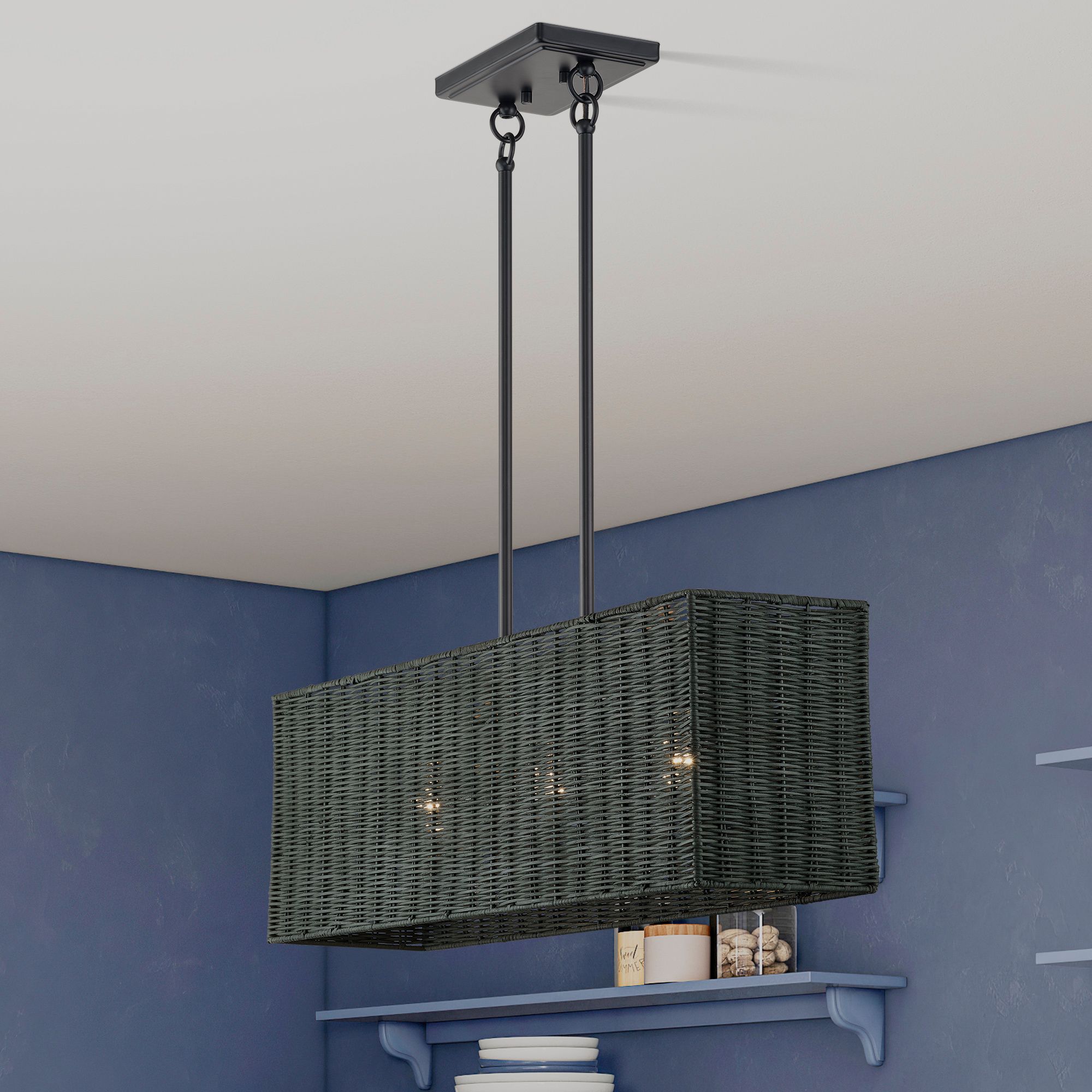 Weavington 3 Light Black Medium Linear Chandelier