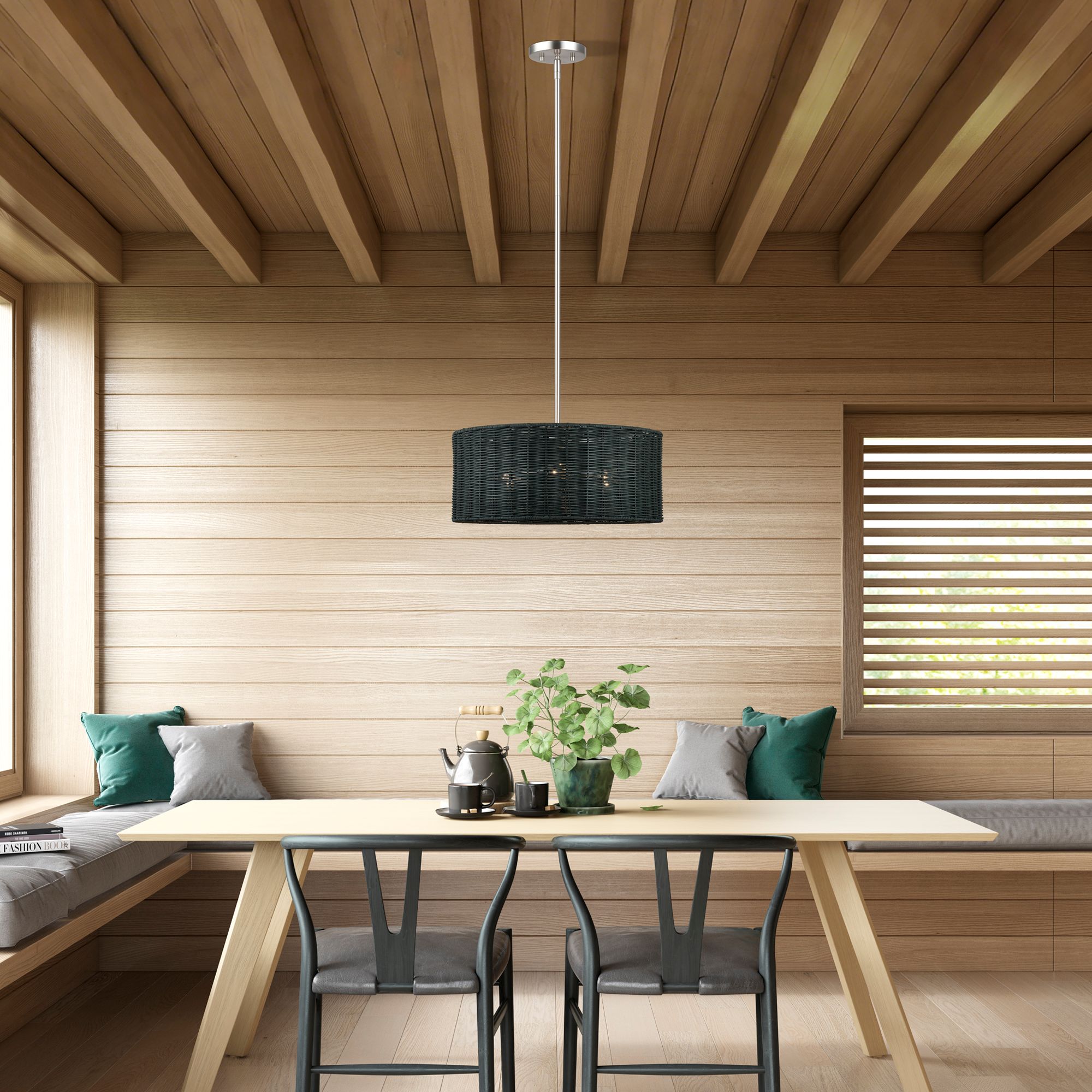 Weavington 3 Light Brushed Nickel Pendant Chandelier