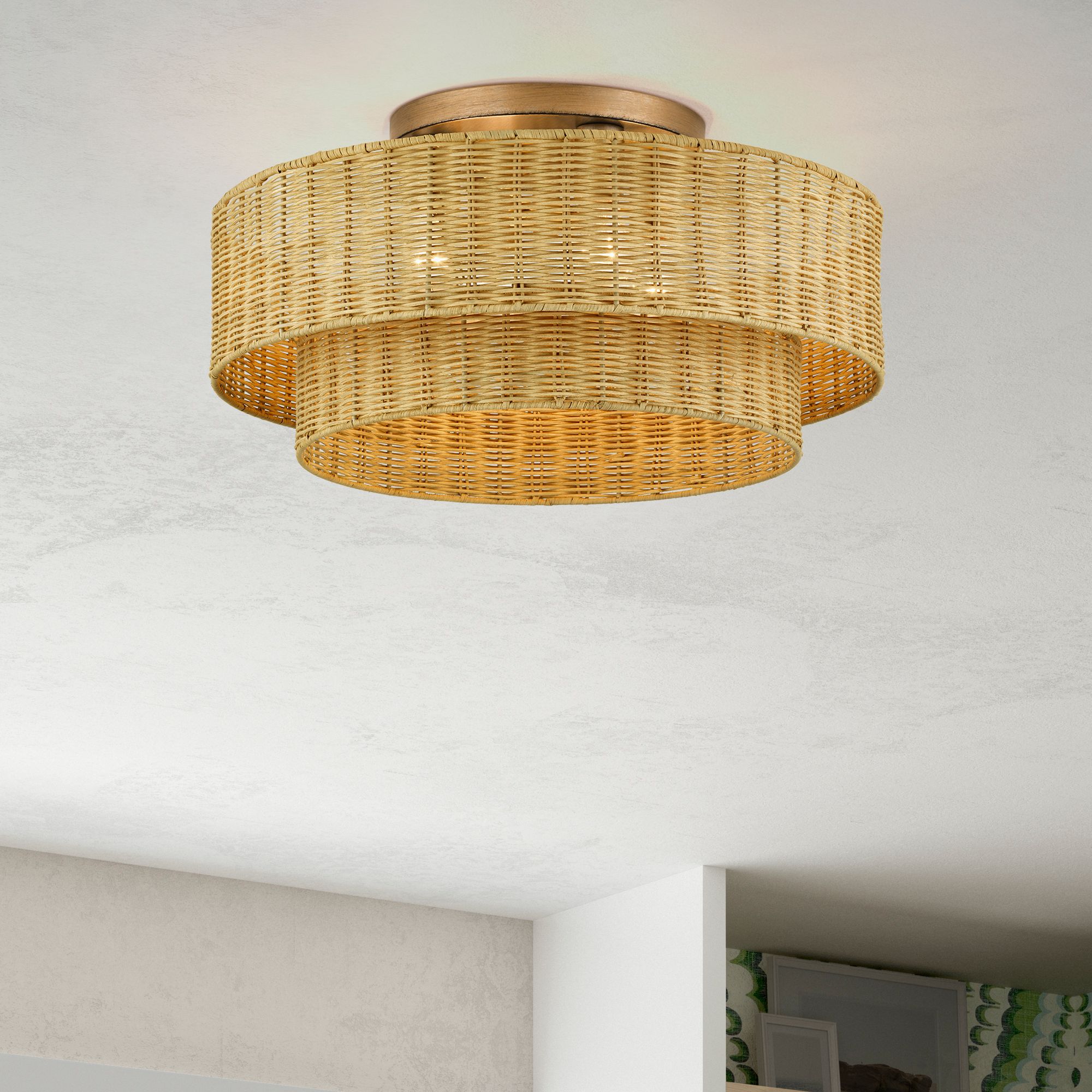 Weavington 4 Light Antique Gold Leaf Ext