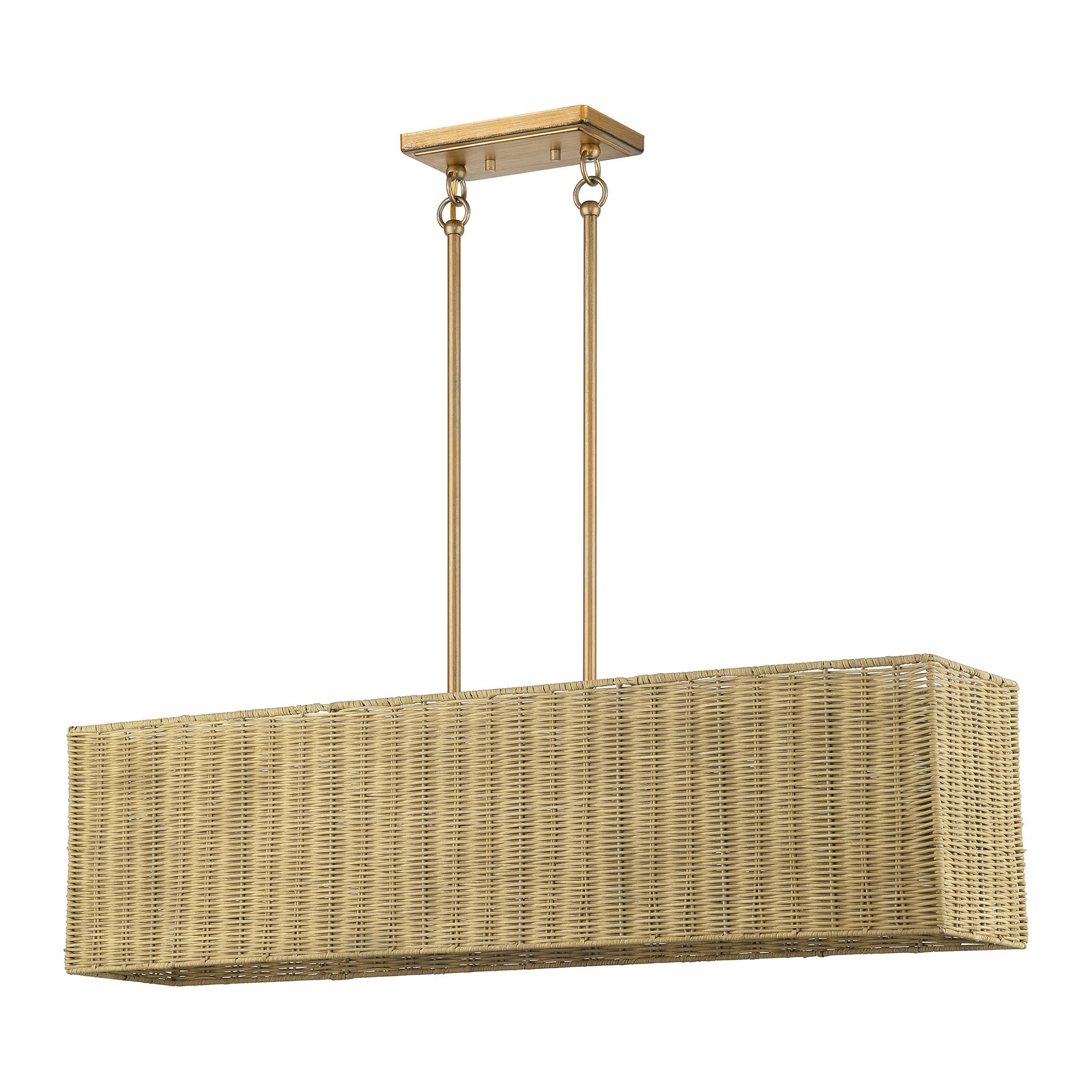 Image 3 Weavington 4 Light Antique Gold Leaf Large Linear Chandelier more views