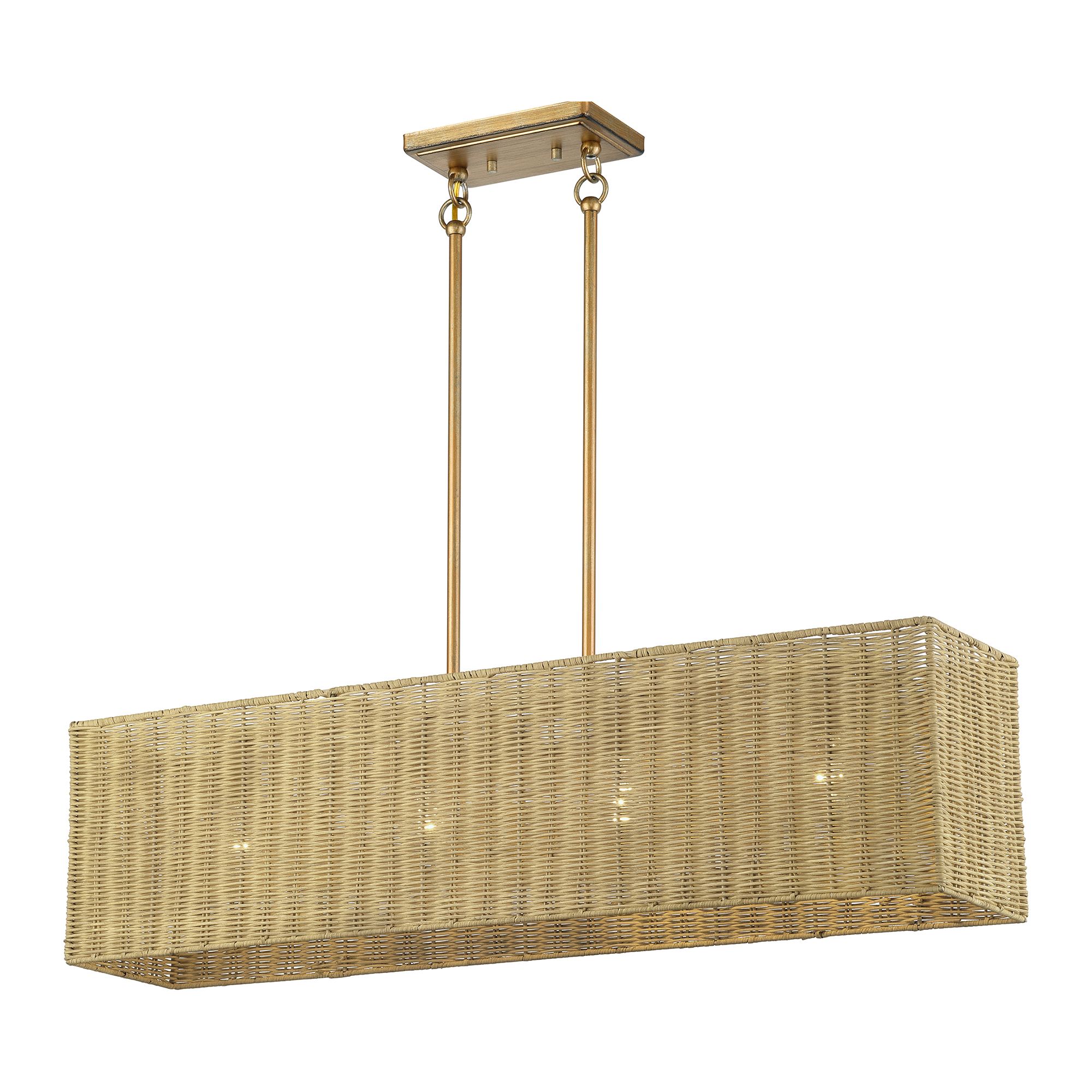 Image 5 Weavington 4 Light Antique Gold Leaf Large Linear Chandelier more views