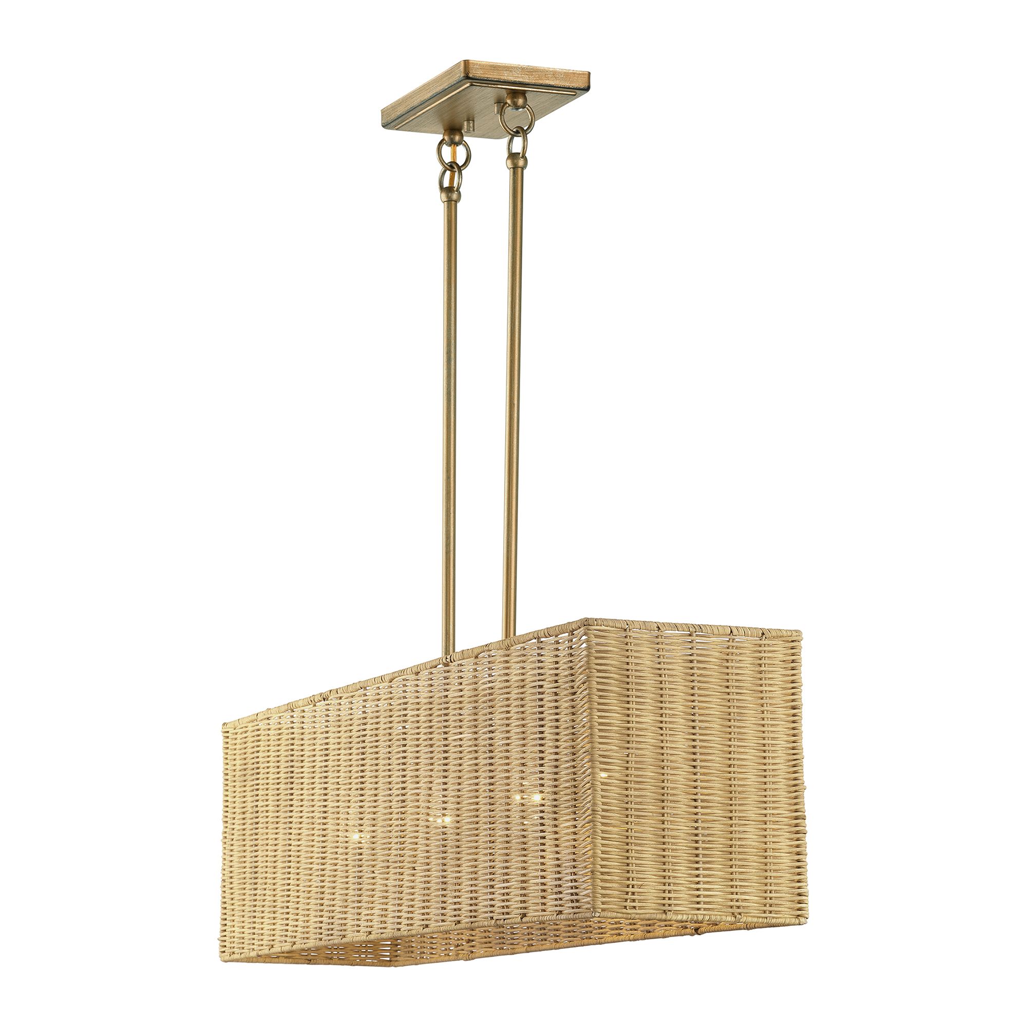 Image 6 Weavington 4 Light Antique Gold Leaf Large Linear Chandelier more views