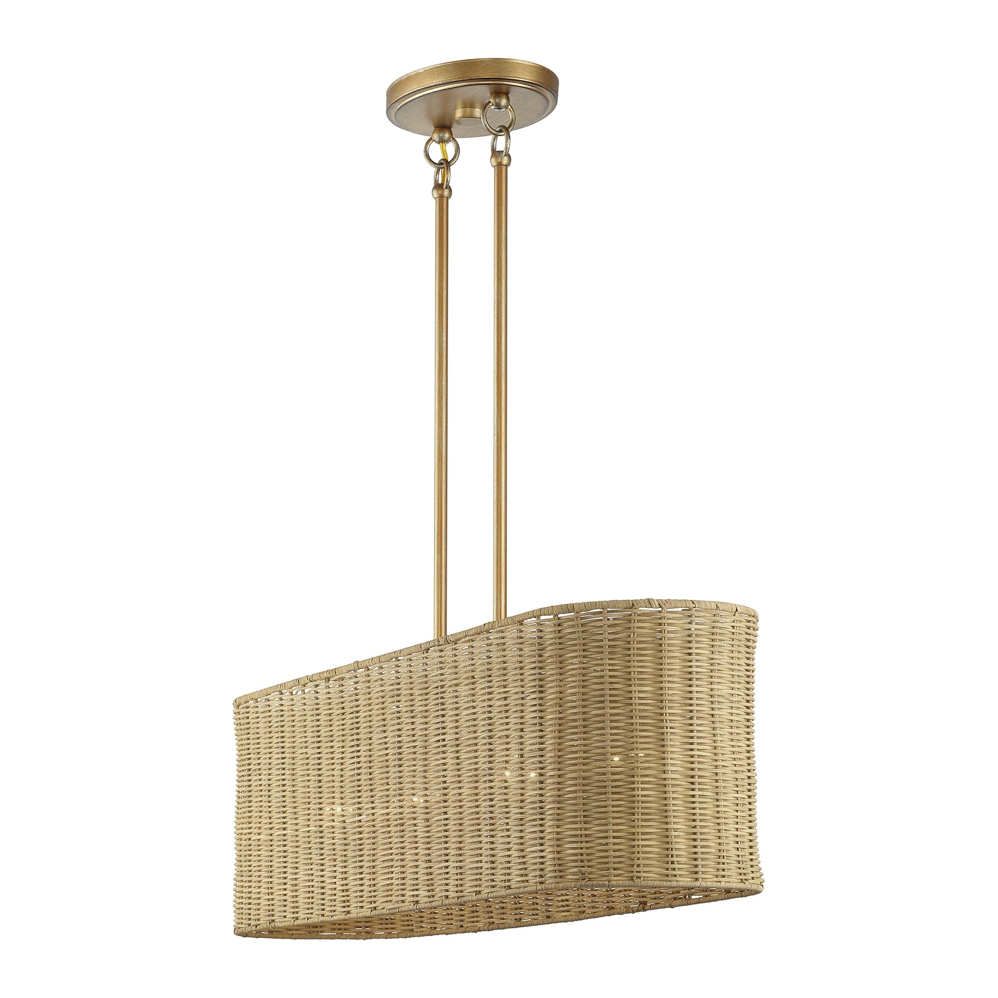 Image 5 Weavington 4 Light Antique Gold Leaf Large Linear Chandelier more views