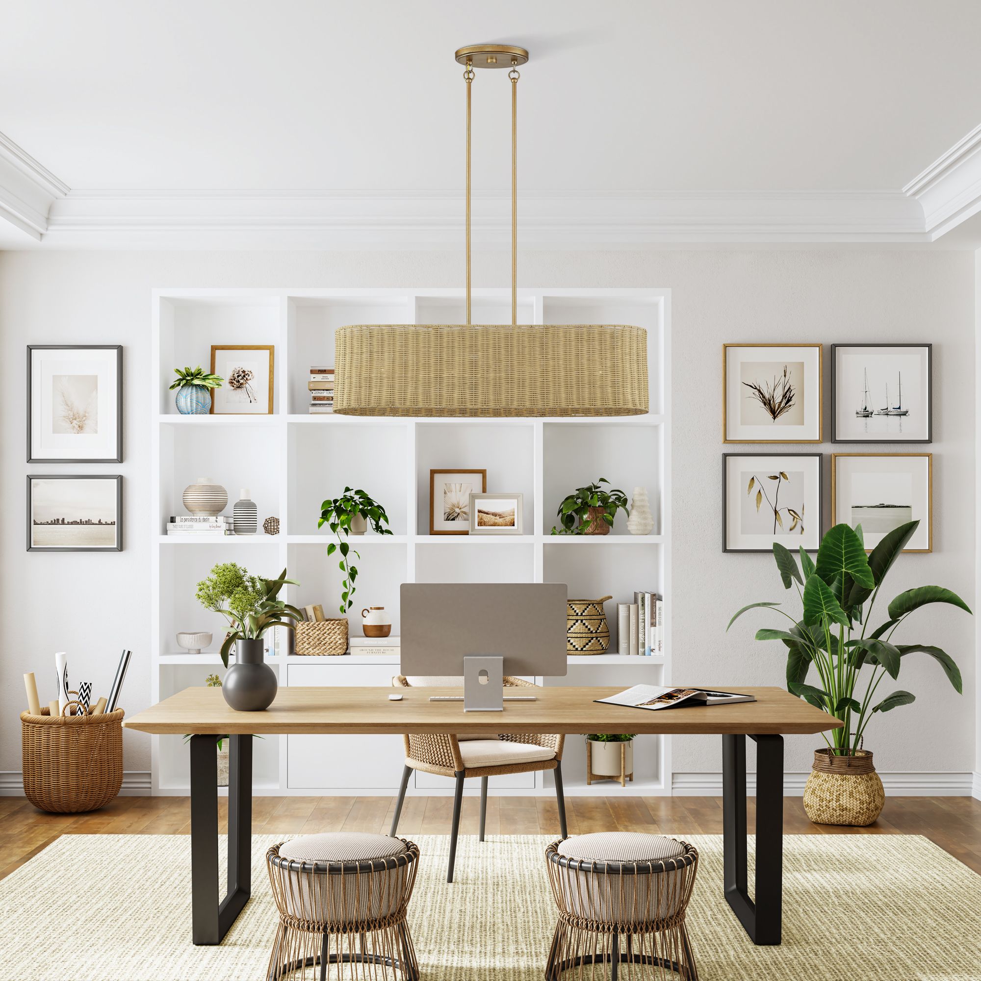 Weavington 4 Light Antique Gold Leaf Large Linear Chandelier