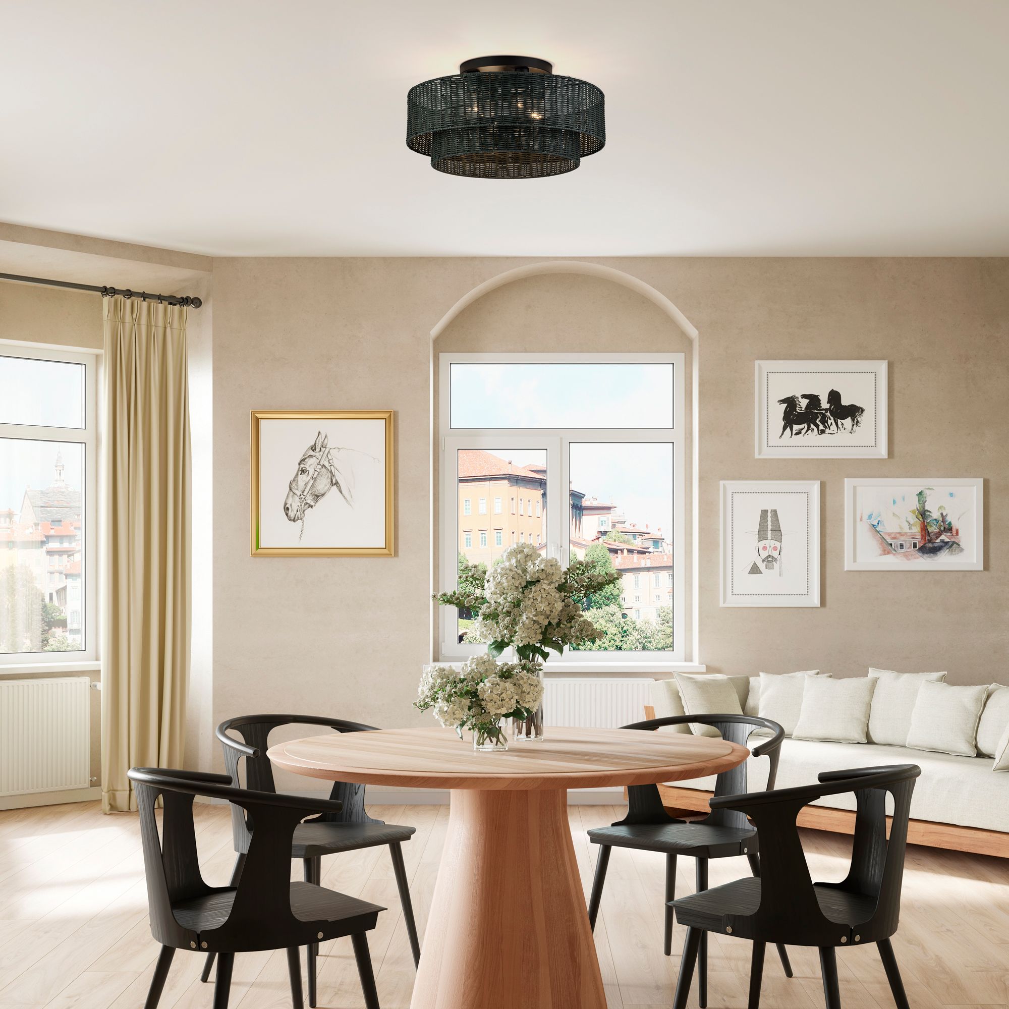 Weavington 4 Light Black Extra Large Semi-Flush