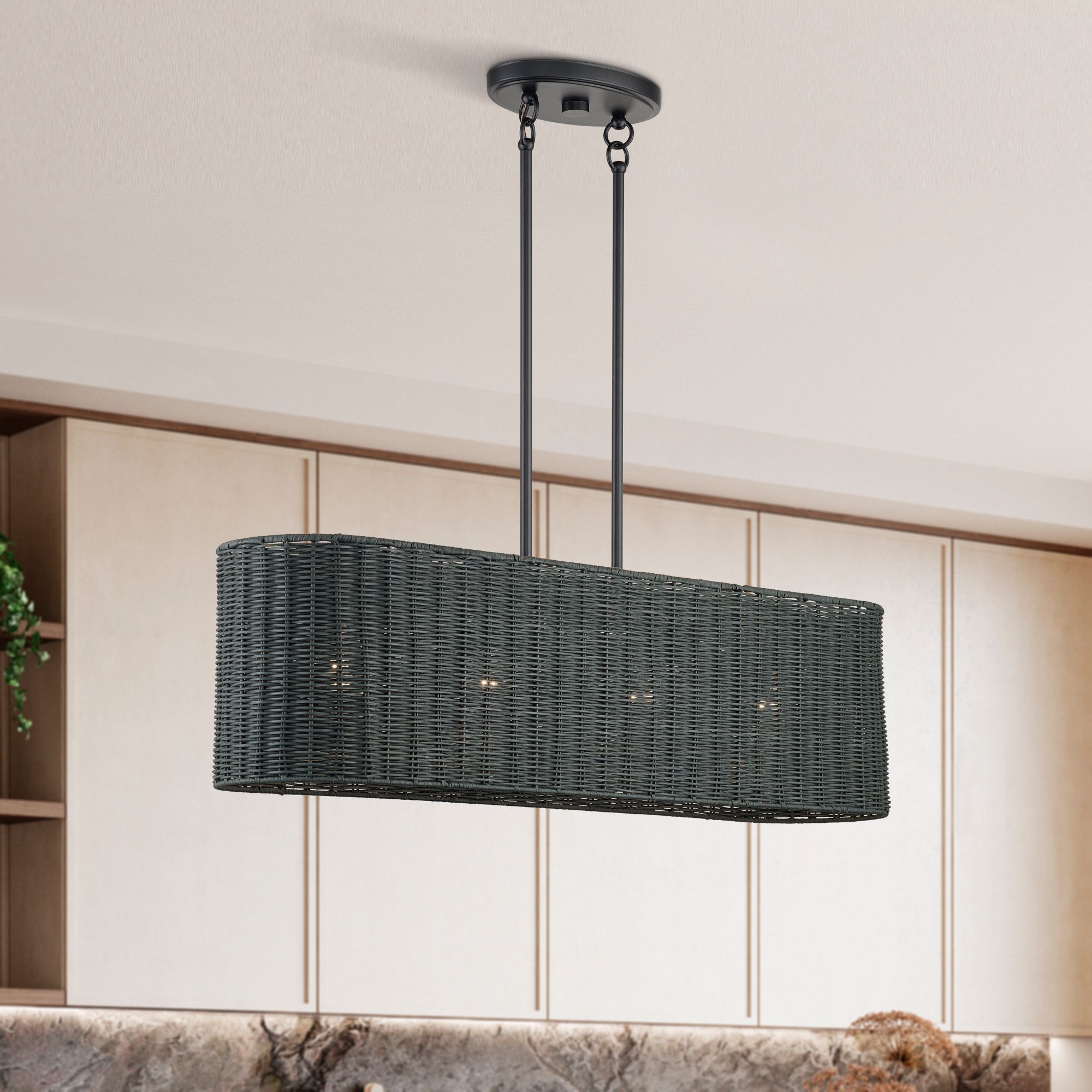 Weavington 4 Light Black Large Linear Chandelier