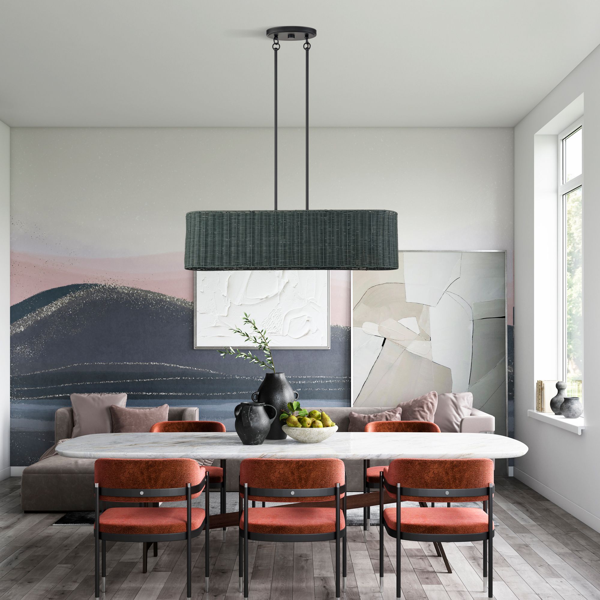 Weavington 4 Light Black Large Linear Chandelier