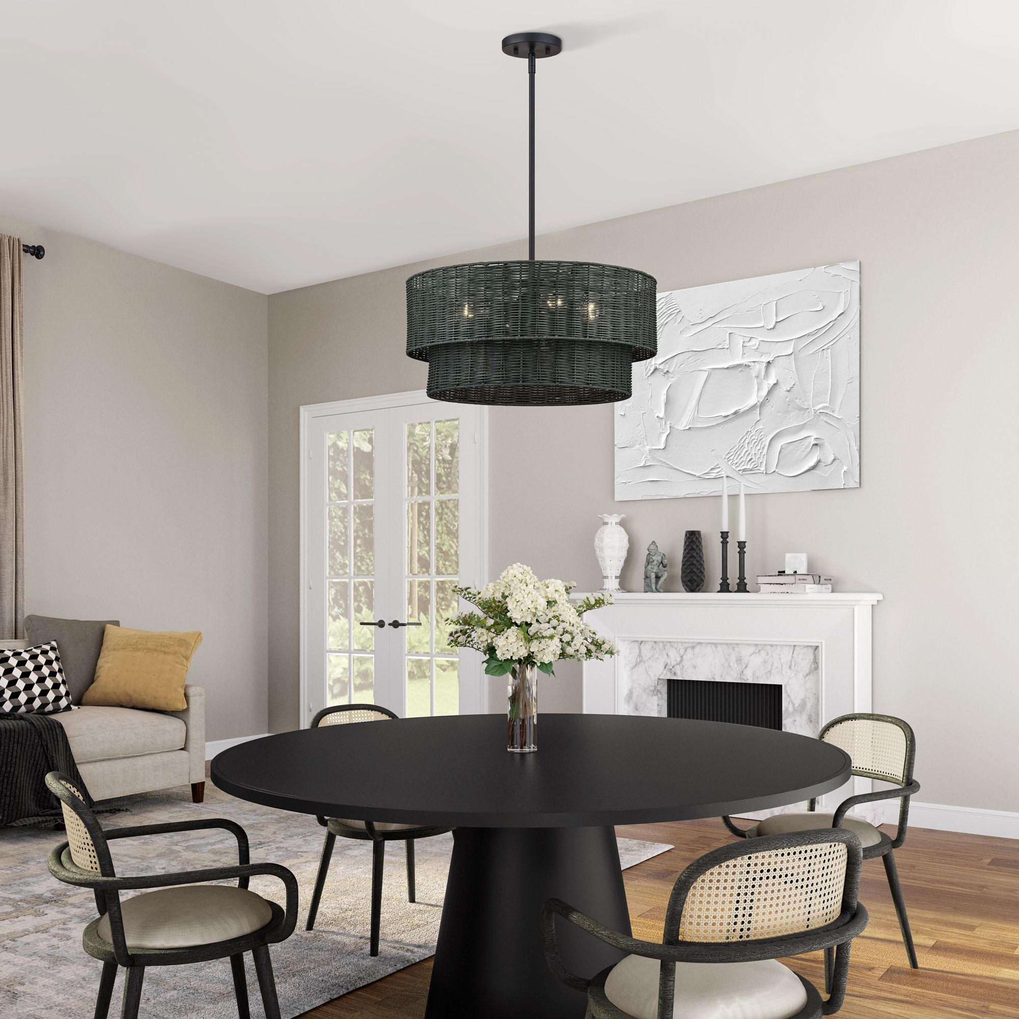 Weavington 4 Light Black Pendant Chandelier