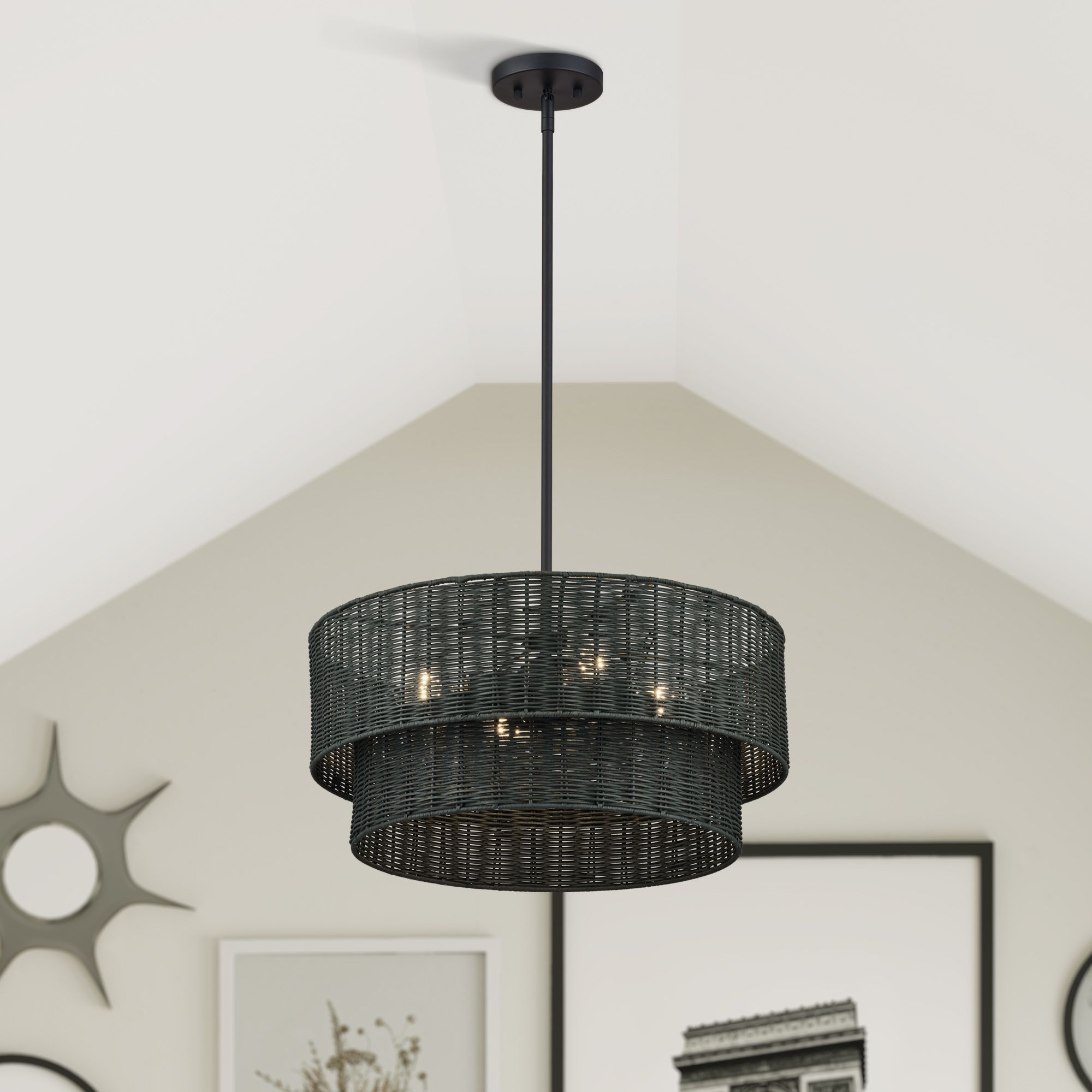 Weavington 4 Light Black Pendant Chandelier