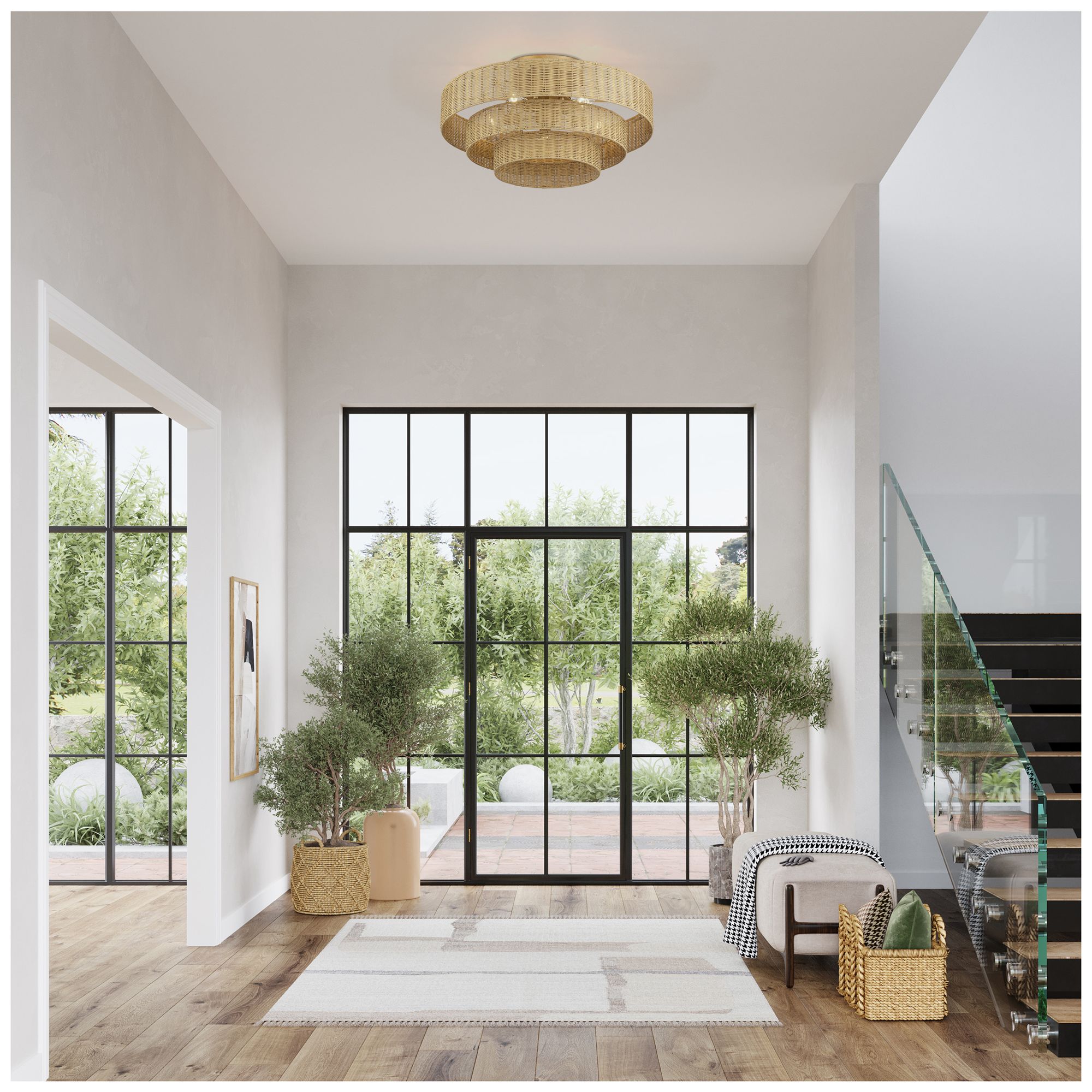 Weavington 5 Light Antique Gold Leaf Extra Large Semi-Flush