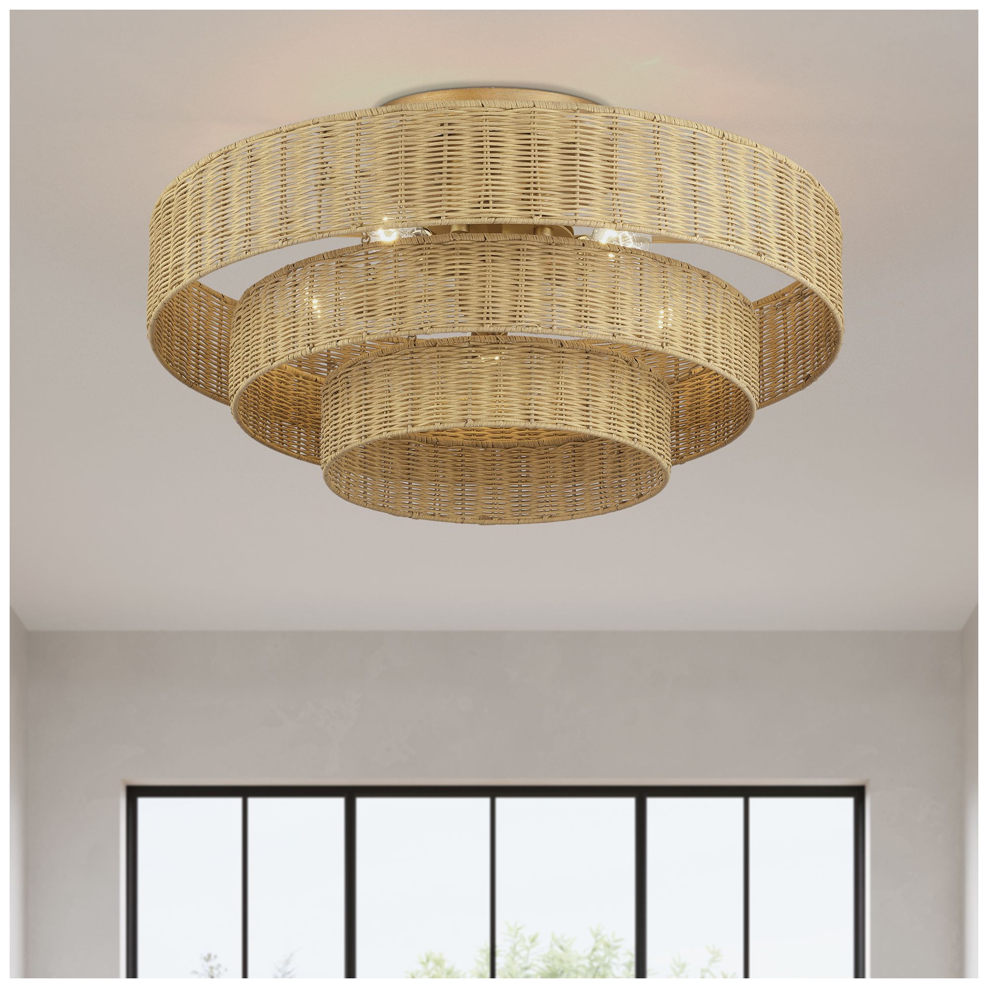 Weavington 5 Light Antique Gold Leaf Extra Large Semi-Flush