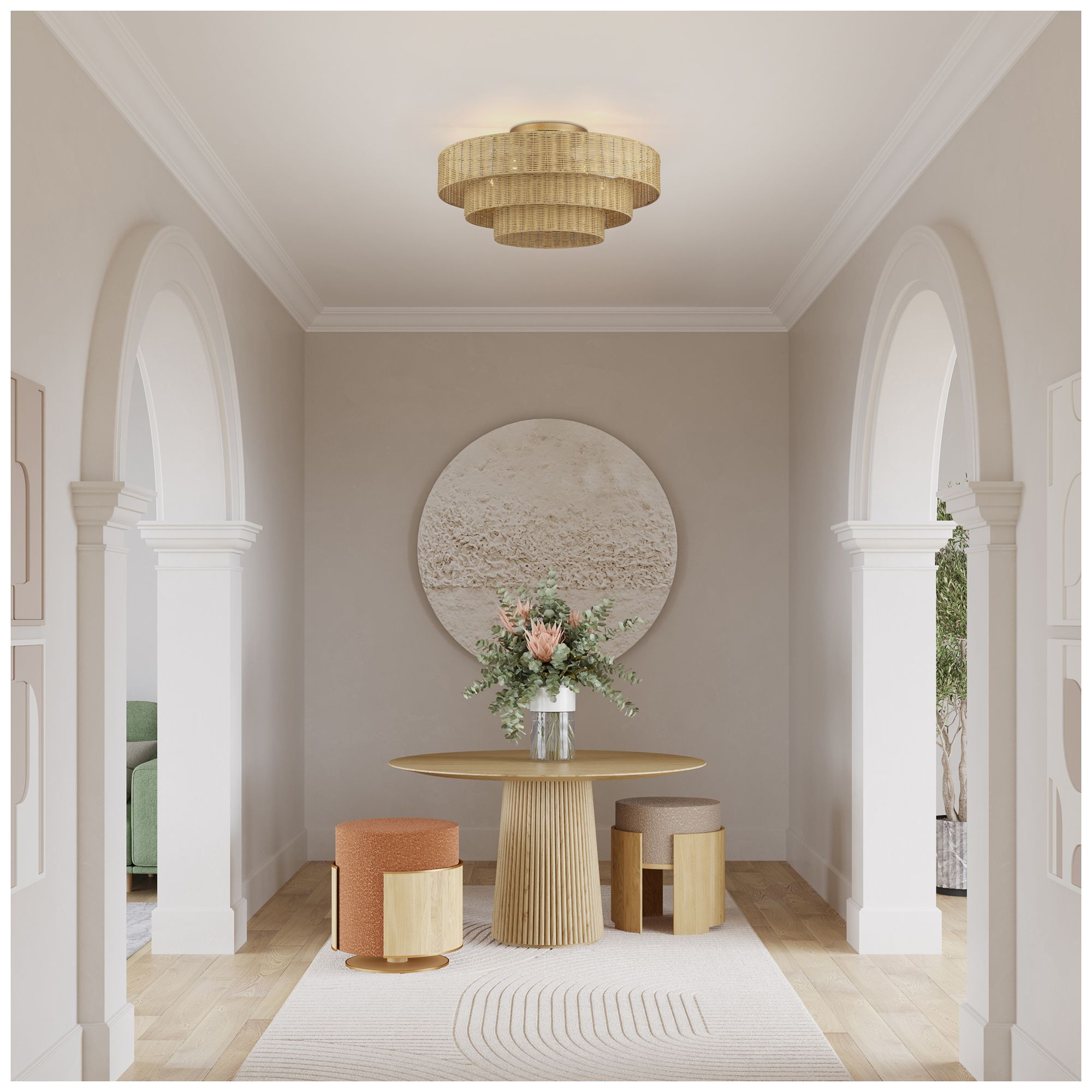 Weavington 5 Light Antique Gold Leaf Extra Large Semi-Flush