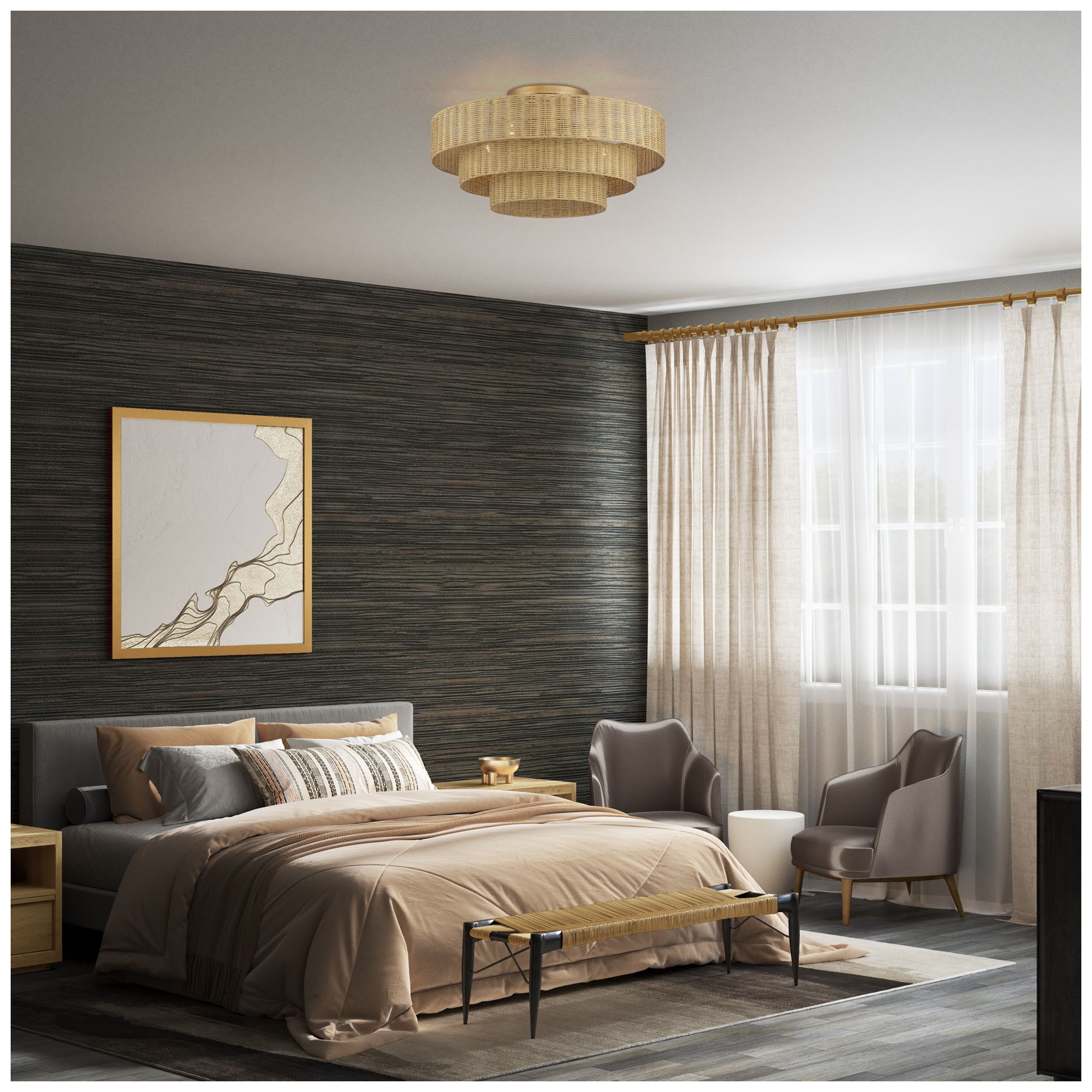 Weavington 5 Light Antique Gold Leaf Extra Large Semi-Flush