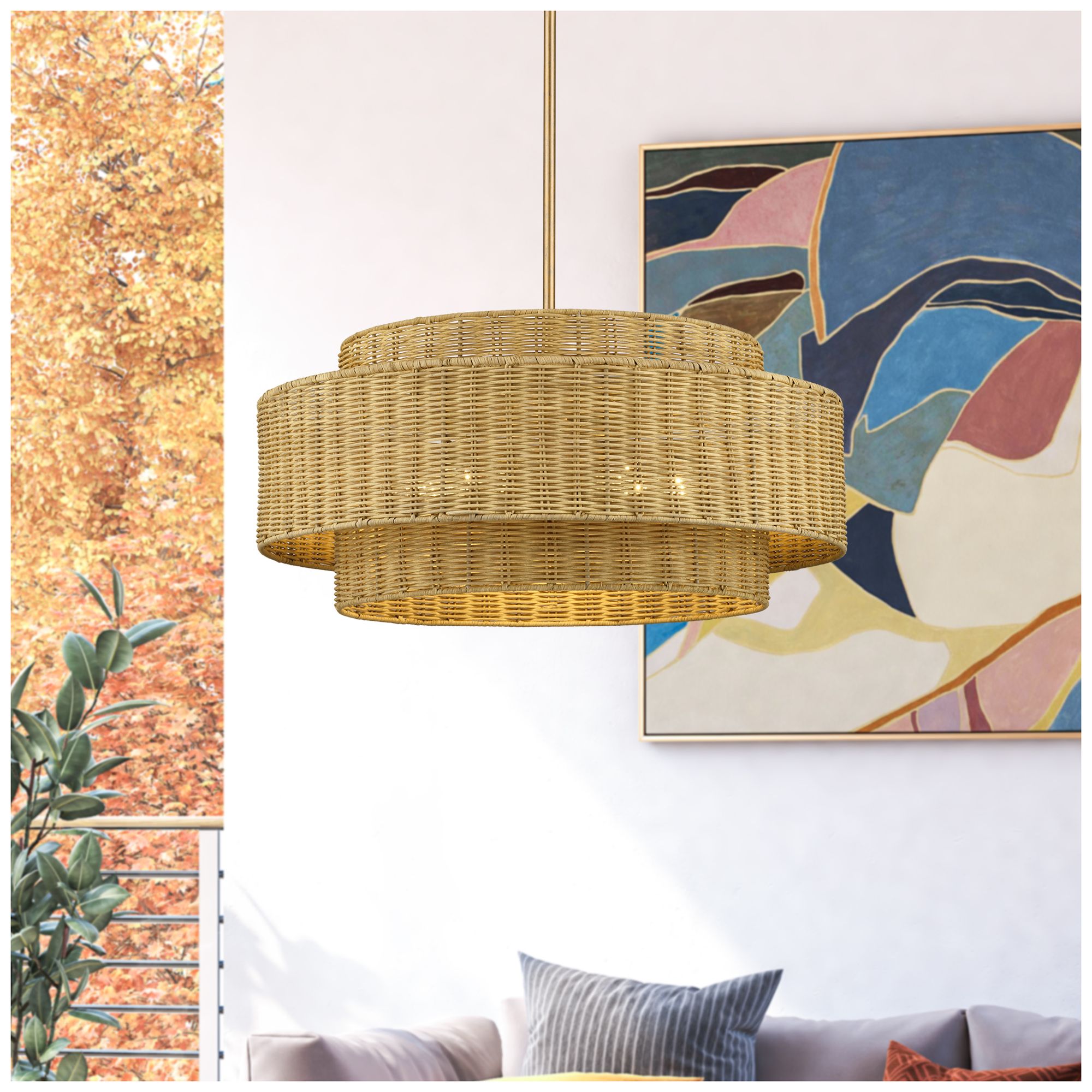 Weavington 5 Light Antique Gold Leaf Pendant Chandelier