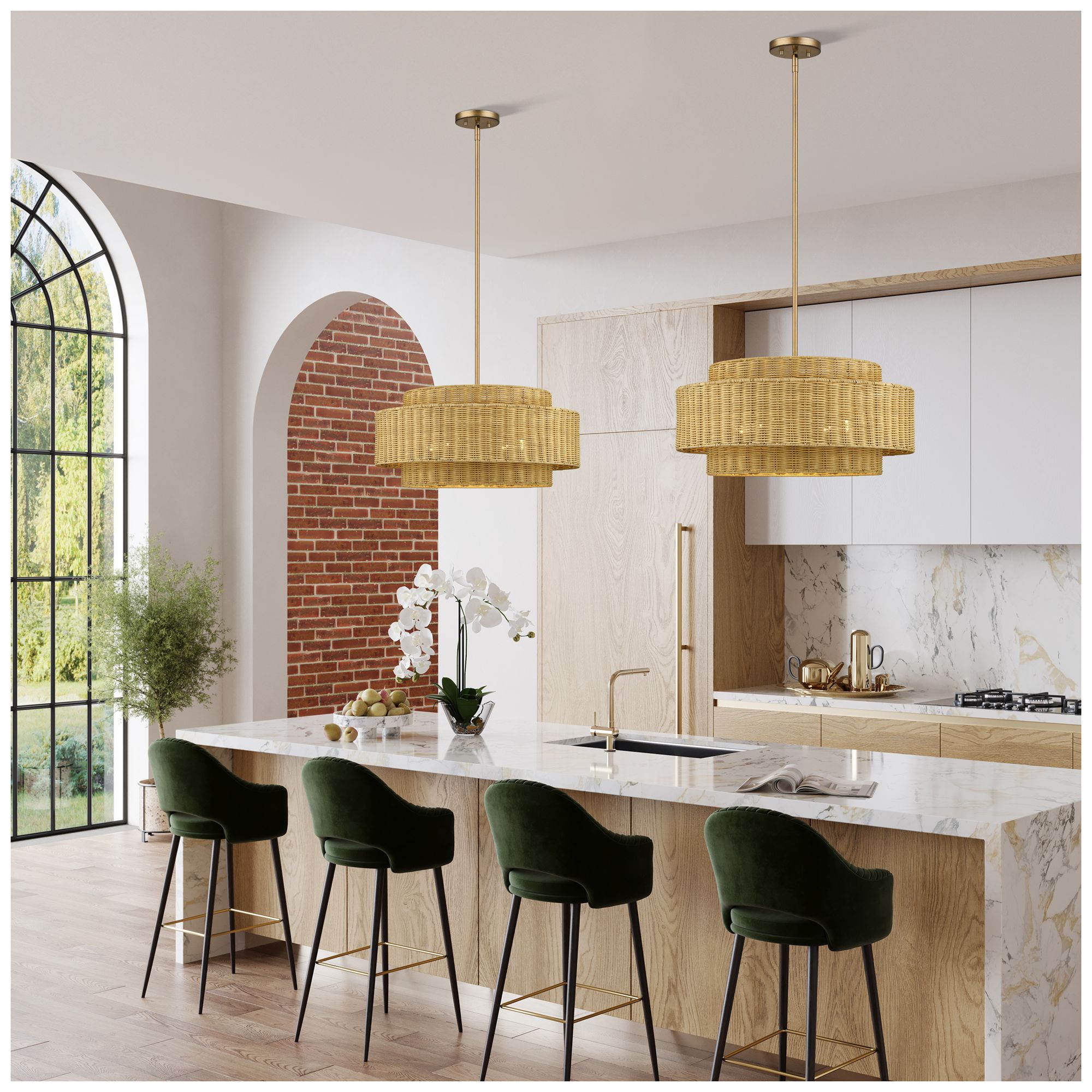 Weavington 5 Light Antique Gold Leaf Pendant Chandelier