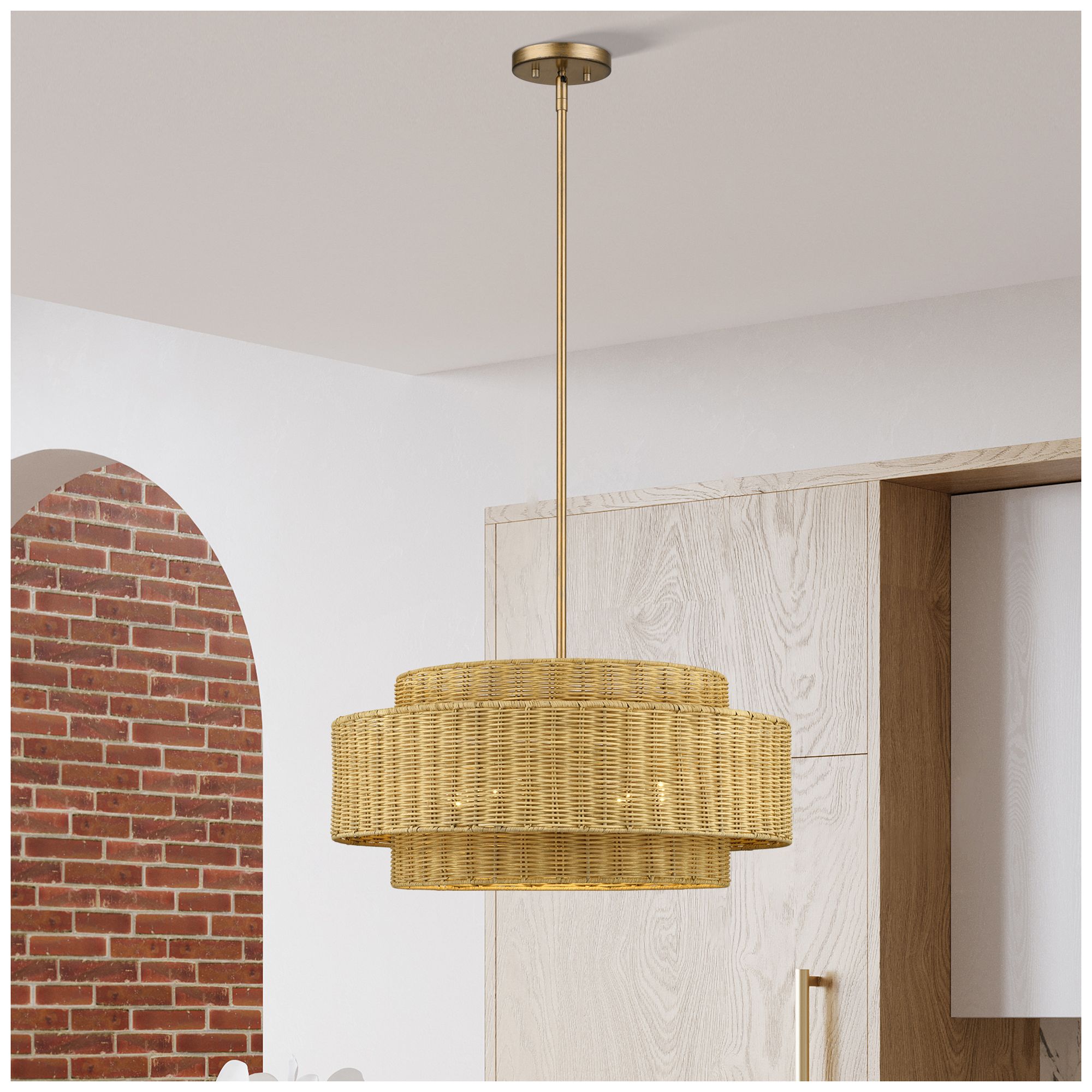 Weavington 5 Light Antique Gold Leaf Pendant Chandelier
