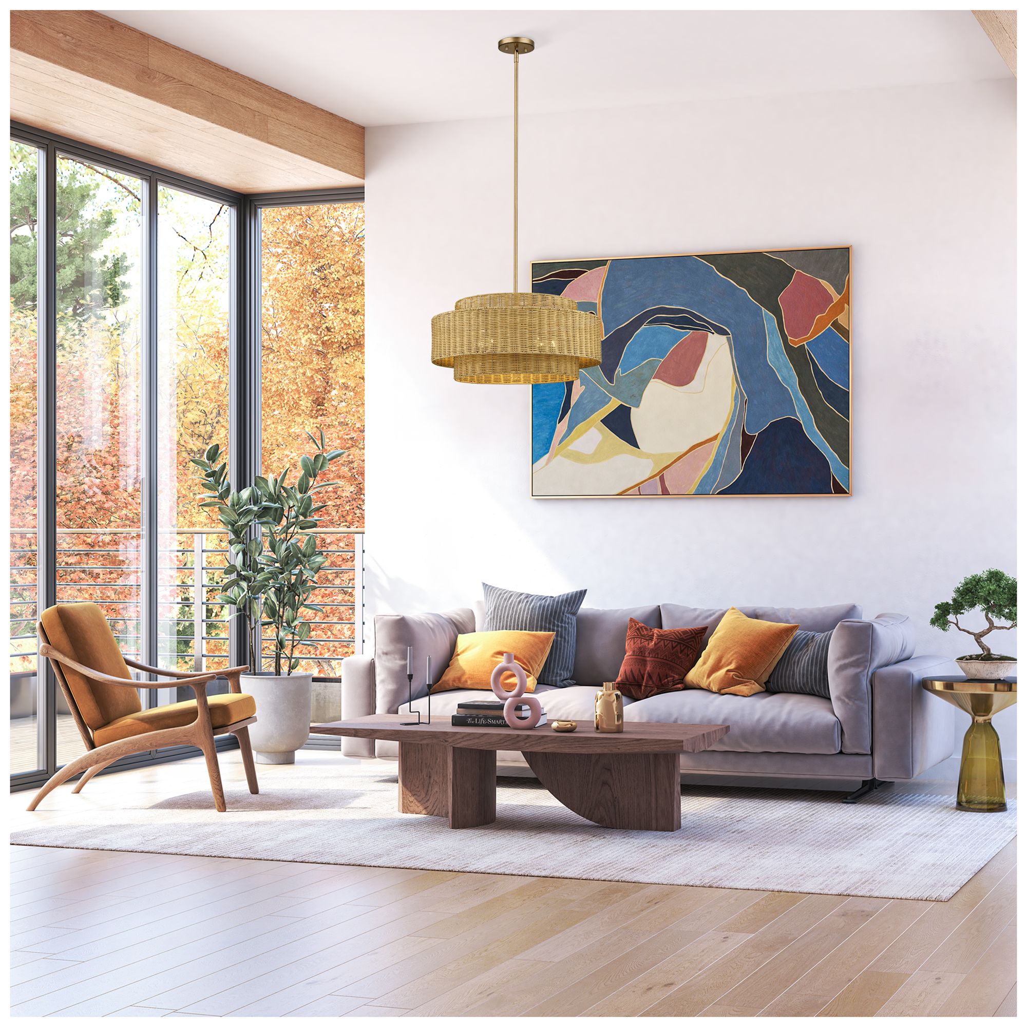 Weavington 5 Light Antique Gold Leaf Pendant Chandelier