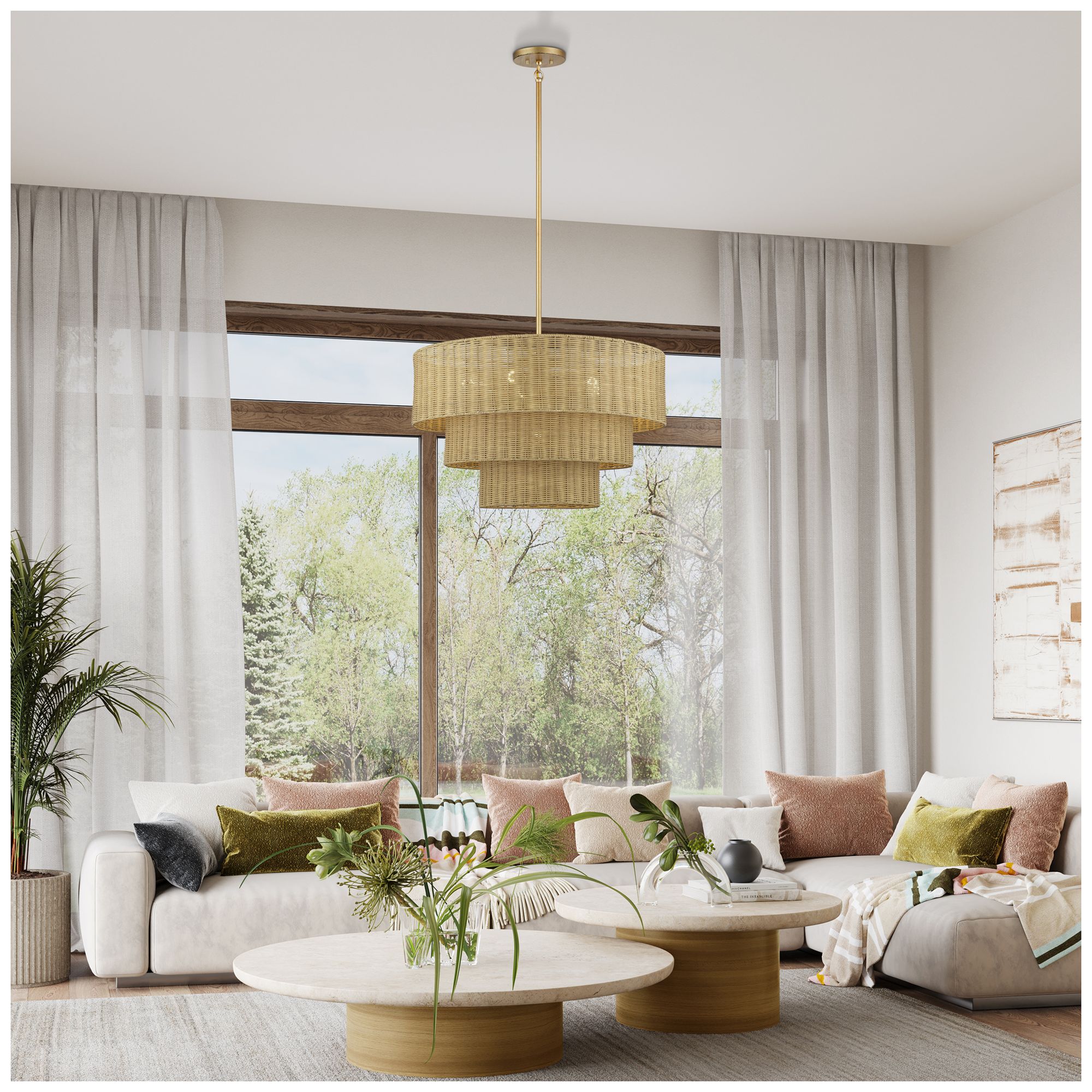 Weavington 6 Light Antique Gold Leaf Large Pendant Chandelier