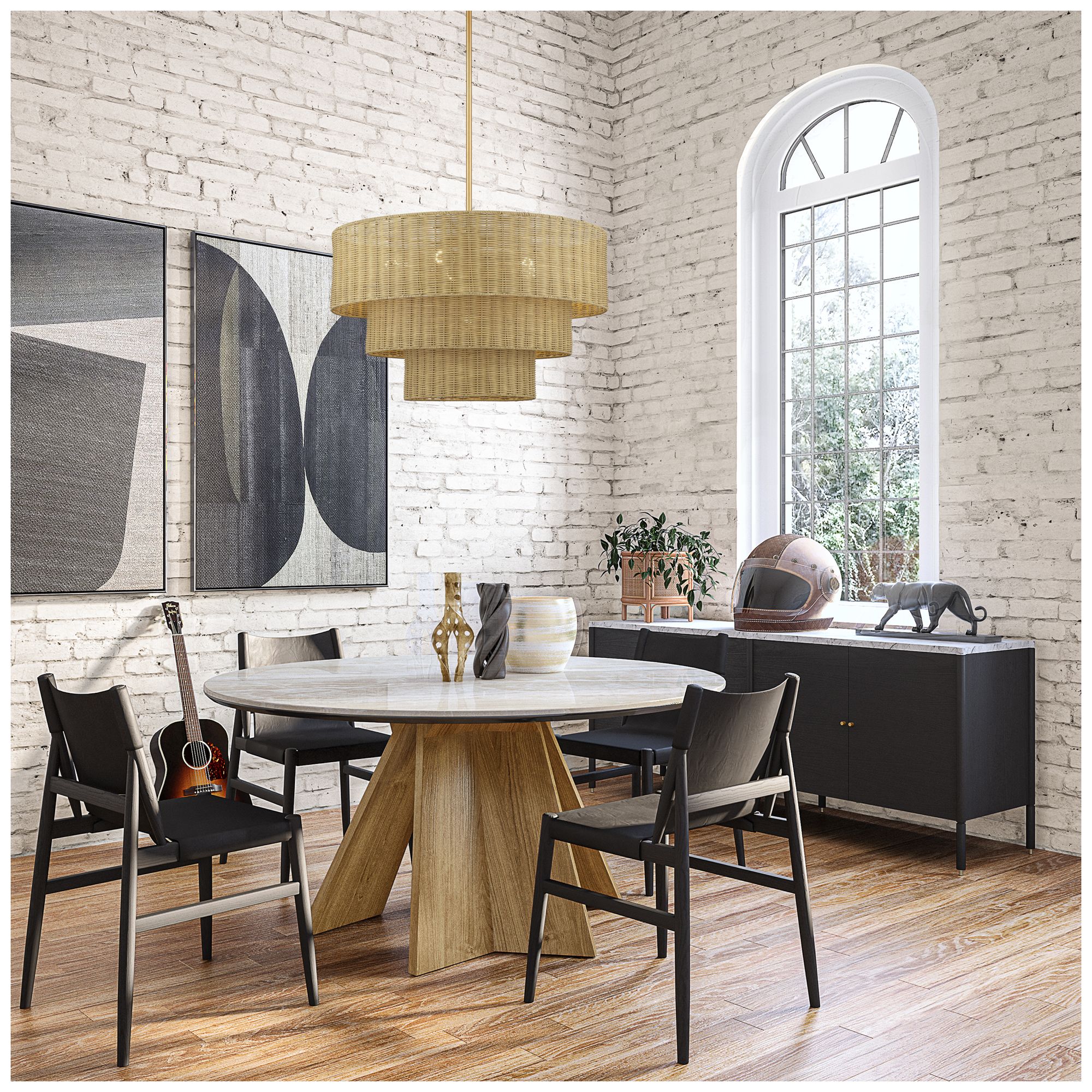 Weavington 6 Light Antique Gold Leaf Large Pendant Chandelier