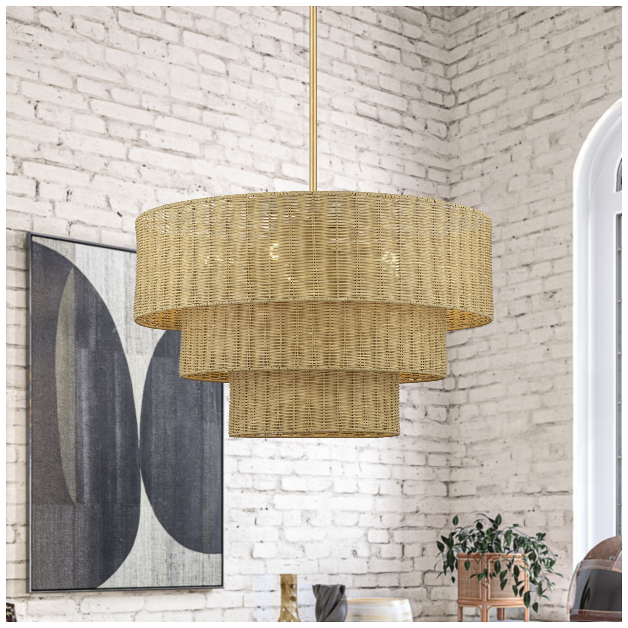Weavington 6 Light Antique Gold Leaf Large Pendant Chandelier