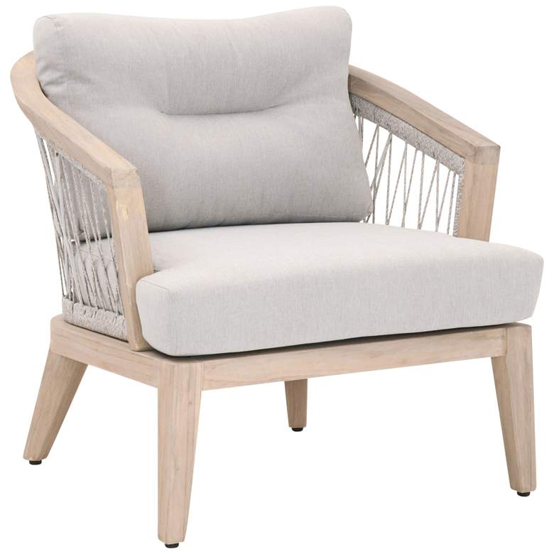 Image 1 Web Outdoor Club Chair, Taupe &amp; White Flat Rope, Performance Pumice