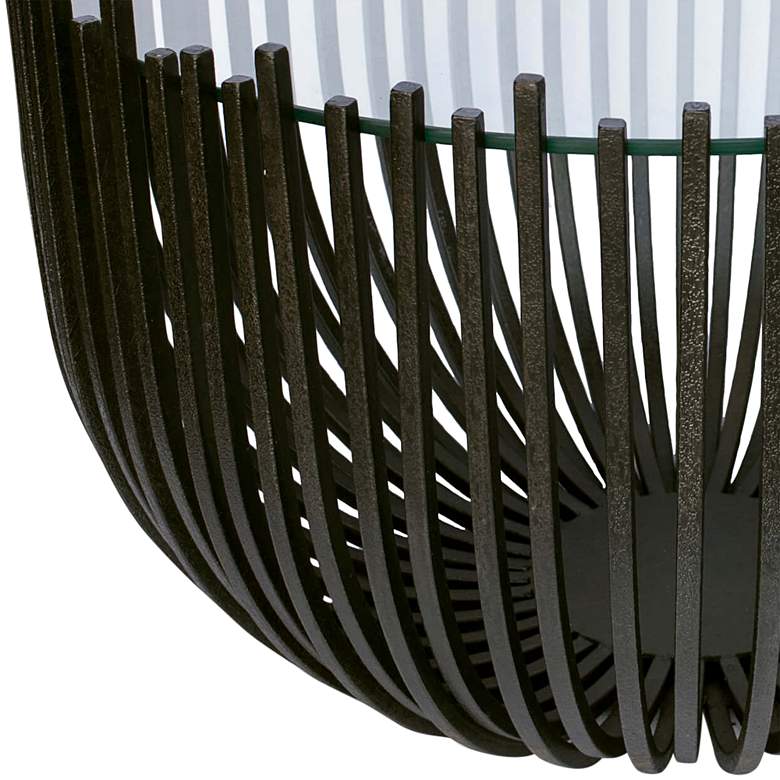 Image 3 Webbed 30" Wide Clear Glass and Blackened Iron Coffee Table more views