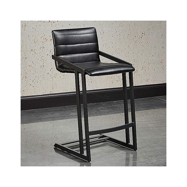 Image 5 Webber 25 1/2" High Black Faux Leather Counter Stool Set of 2 more views