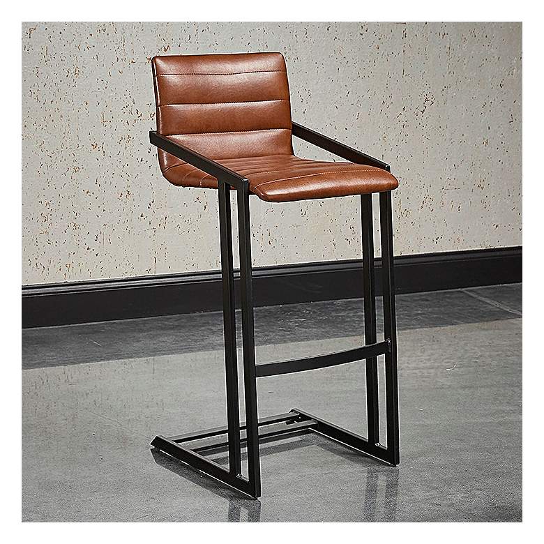 Image 6 Webber 27 3/4 inch High Saddle Faux Leather Bar Stool Set of 2 more views