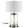 Weber Brushed Nickel and Water Glass Table Lamp with Outlets