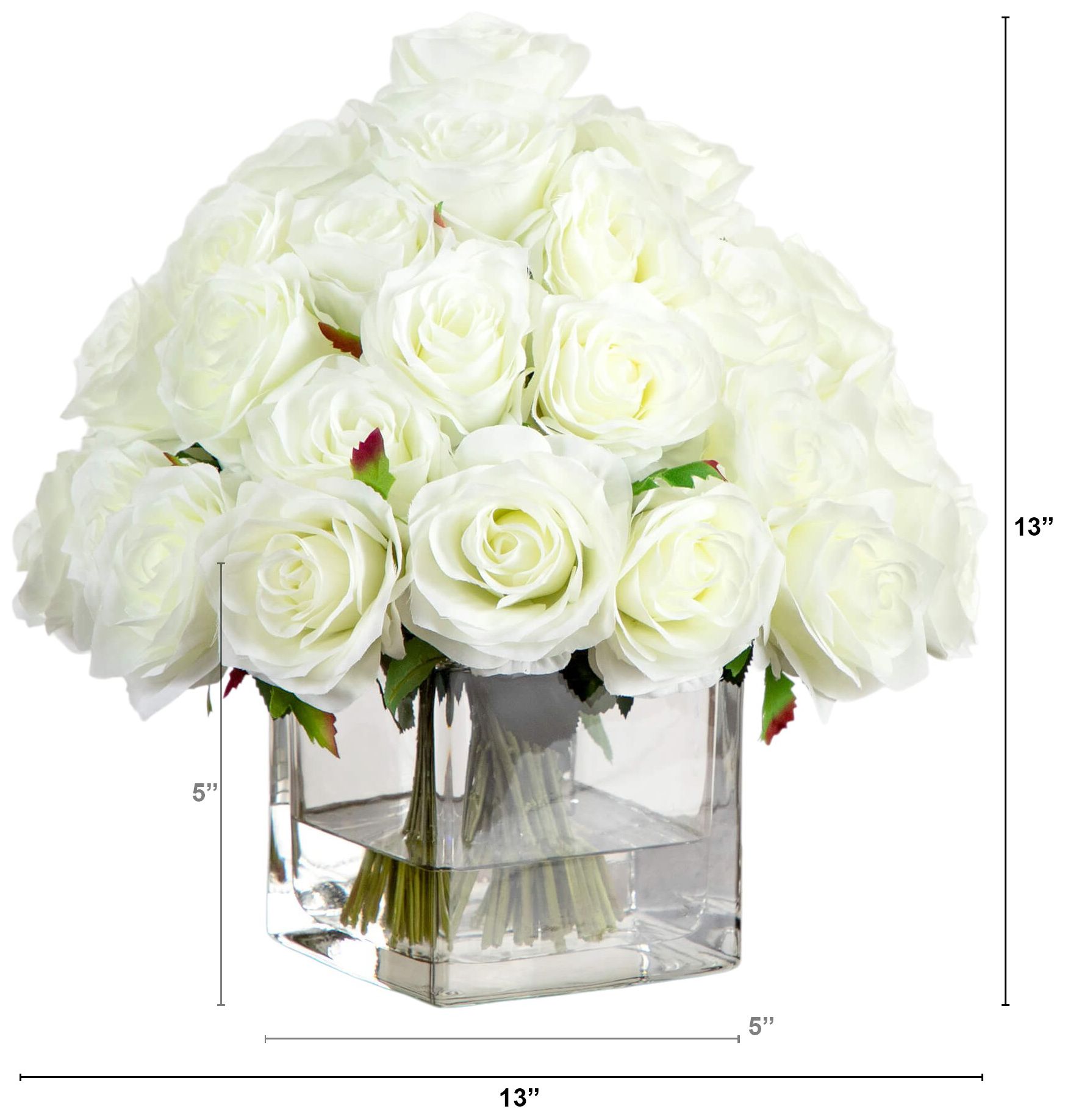 Image 3 Wedding Collection 13in. Artificial Rose Arrangement in Glass Vase more views