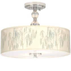 Weeping Willow Giclee 16&quot; Wide Semi-Flush Ceiling Light