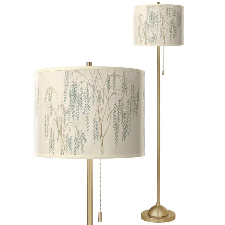 Image 1 Weeping Willow Giclee Warm Gold Stick Floor Lamp