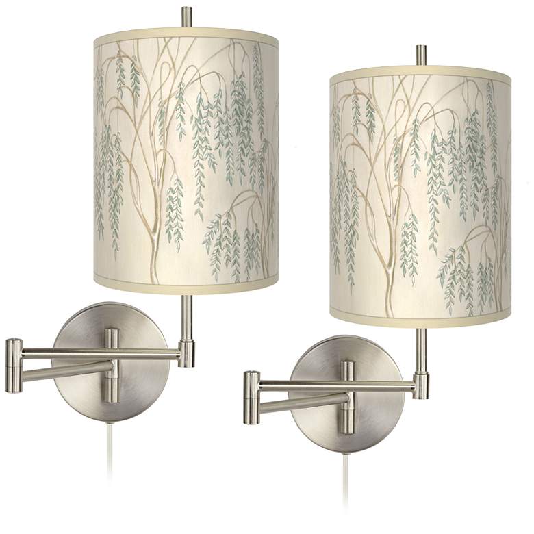 Image 1 Weeping Willow Tessa Brushed Nickel Swing Arm Wall Lamps Set of 2
