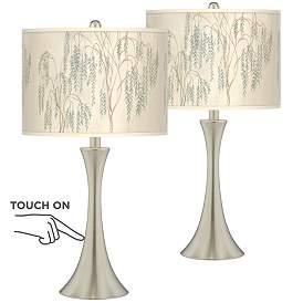 Image1 of Weeping Willow Trish Brushed Nickel Touch Table Lamps Set of 2