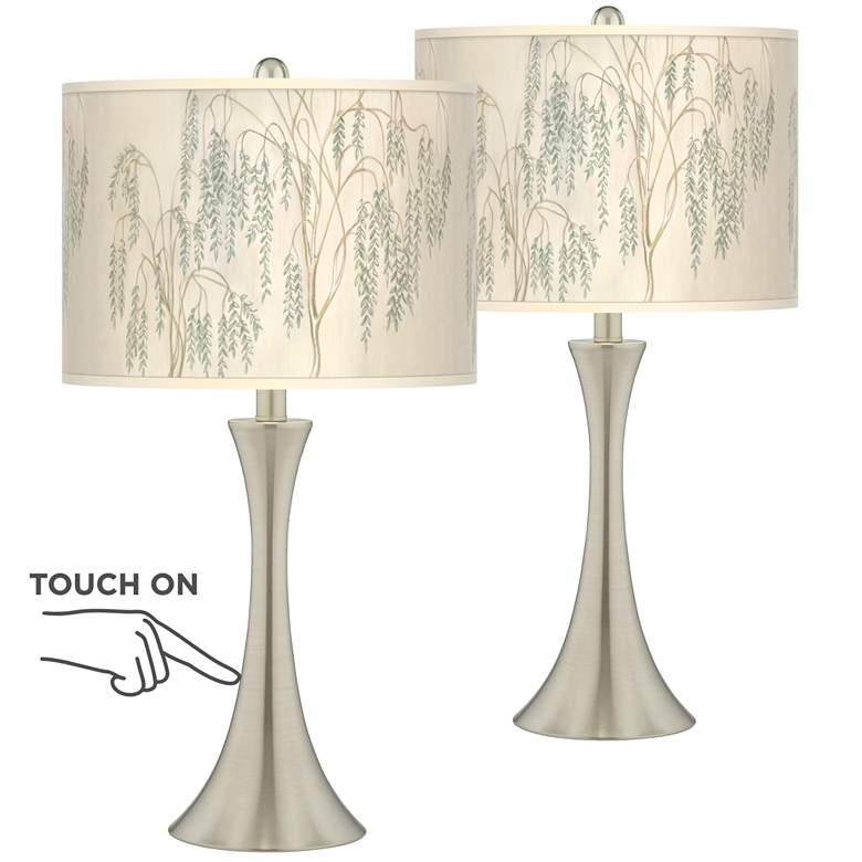 Image 1 Weeping Willow Trish Brushed Nickel Touch Table Lamps Set of 2