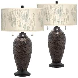Image1 of Weeping Willow Zoey Hammered Bronze Table Lamps Set of 2