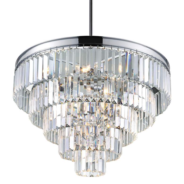 Image 1 Weiss 24" Wide Chrome and Crystal Multi-Tiered Chandelier