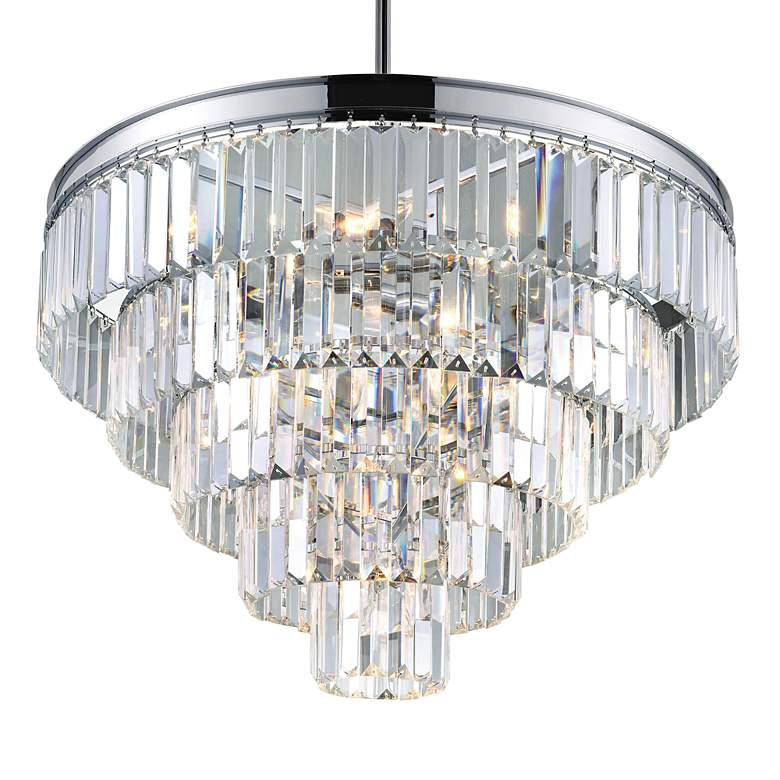 Image 5 Weiss 24" Wide Chrome and Crystal Multi-Tiered Chandelier more views