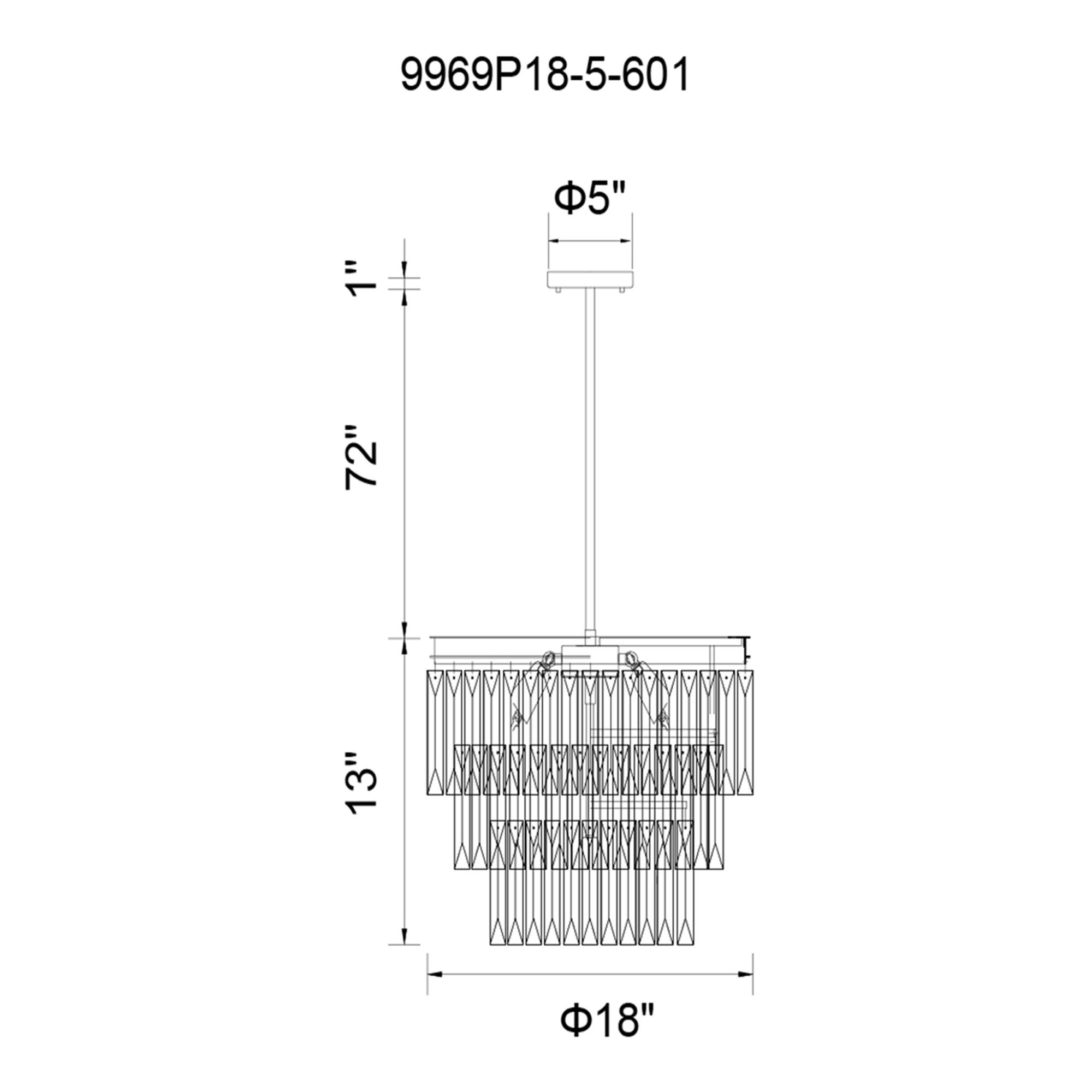 Image 6 Weiss 5 Light 18in Chrome Down Chandelier more views