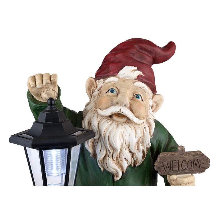 Image 3 Welcome Gnome with Lantern 16" High Outdoor Garden Statue more views