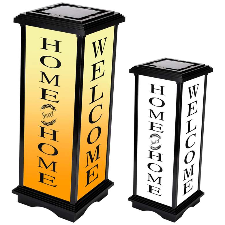 Image 1 Welcome Home 24 1/2" High Black LED Lantern Light
