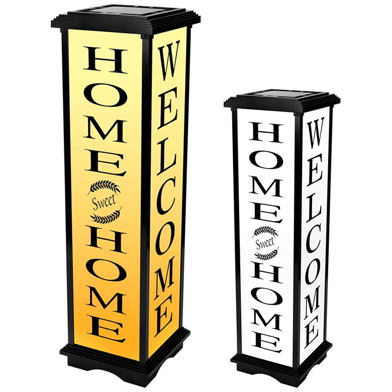 Image 1 Welcome Home 33 1/4" High Black LED Lantern Light