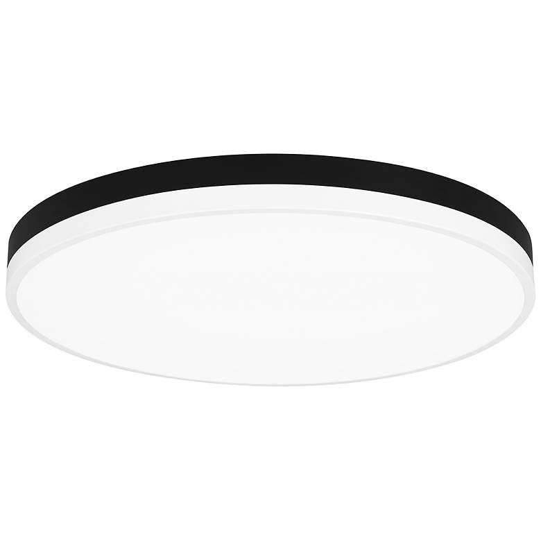 Image 2 Weldin 20-Inch Integrated LED Matte Black White Flush Mount Light