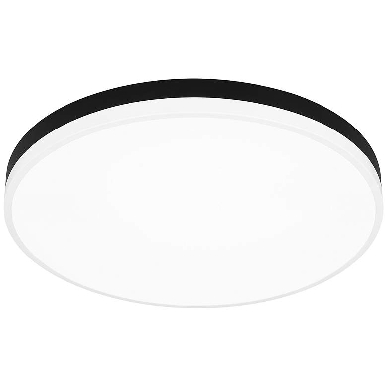 Image 4 Weldin 20-Inch Integrated LED Matte Black White Flush Mount Light more views
