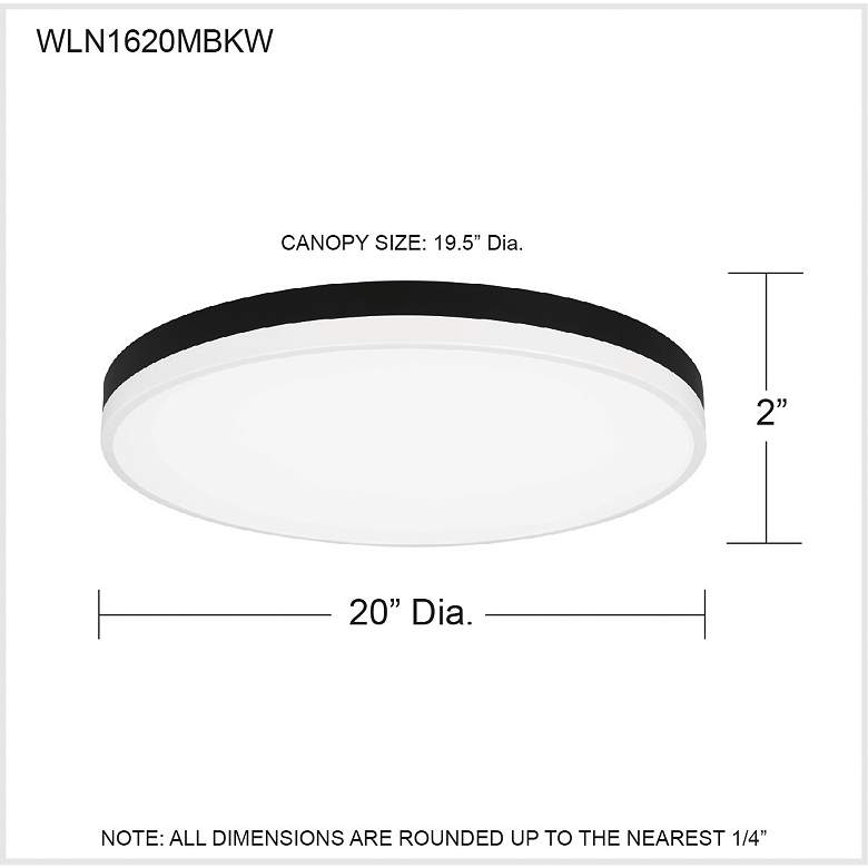 Image 7 Weldin 20-Inch Integrated LED Matte Black White Flush Mount Light more views
