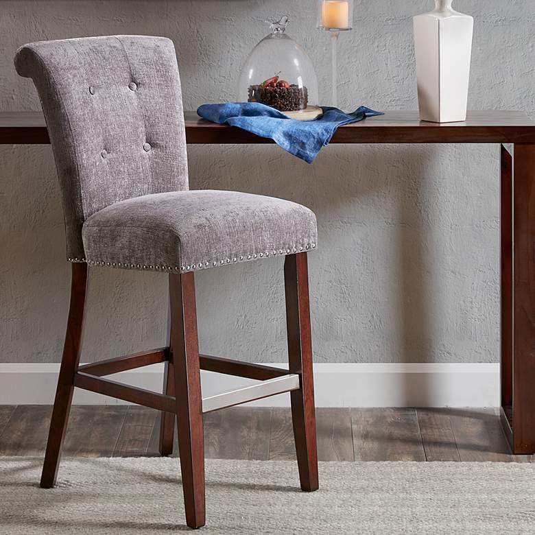 Image 1 Weldon 30" Gray Fabric Tufted Bar Stool