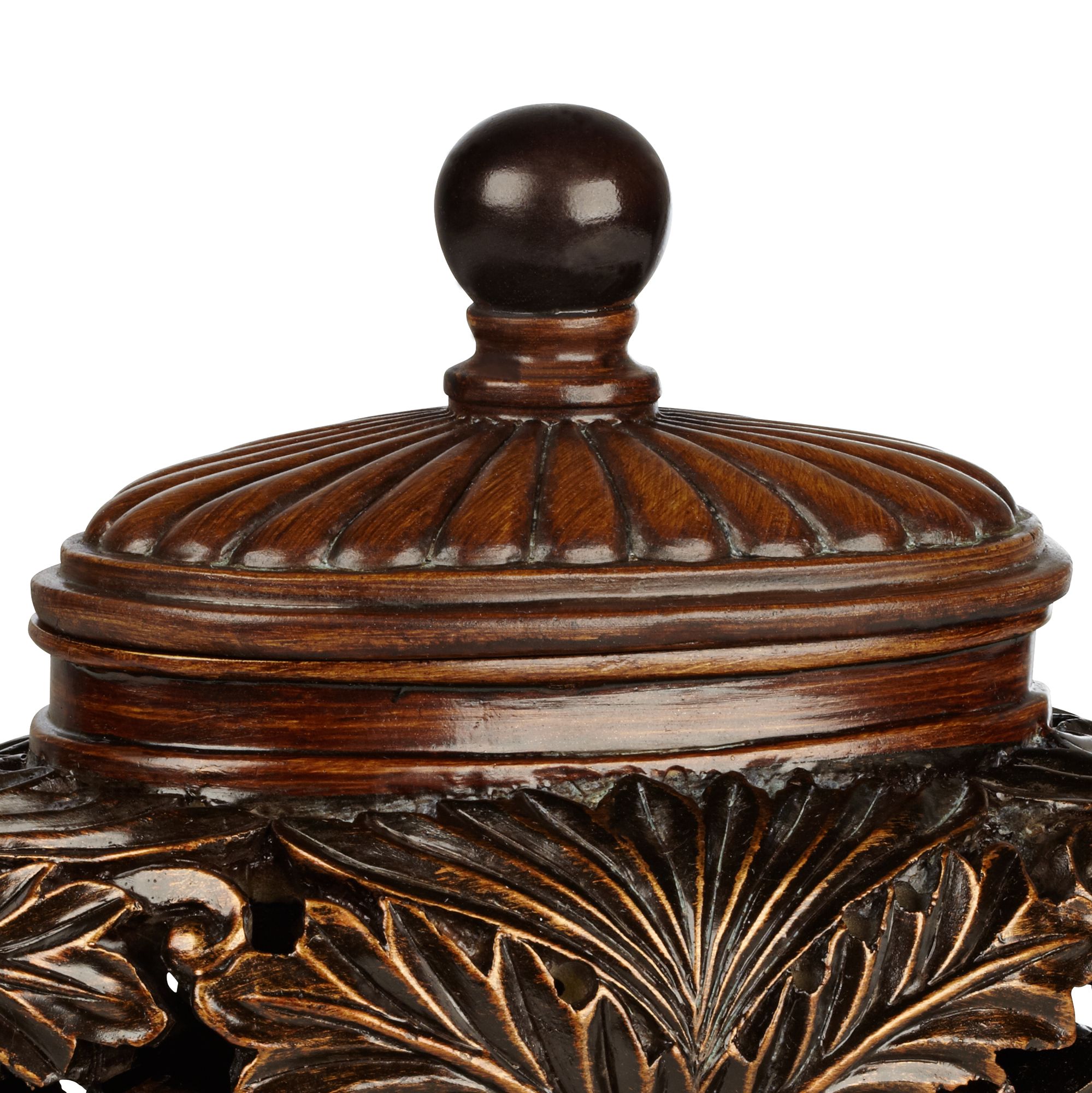 Weldona 9" High Vine and Leaf Wood Finish Jar with Lid Image 3